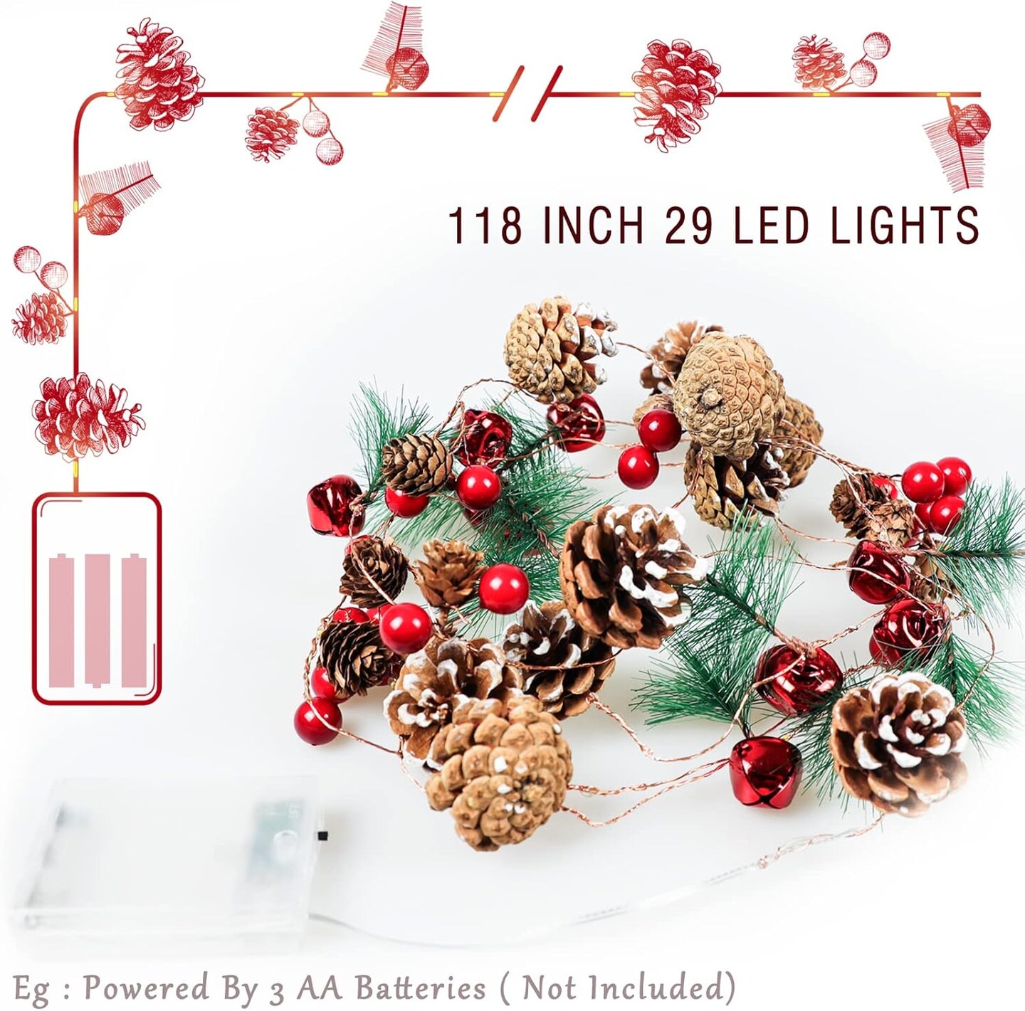 Christmas Decorations Christmas Decorations Indoor Christmas Garland Christmas Garland with Lights Garland Christmas Decorations Christmas Tree Garland Indoor Home Decor (Christmas Garland)