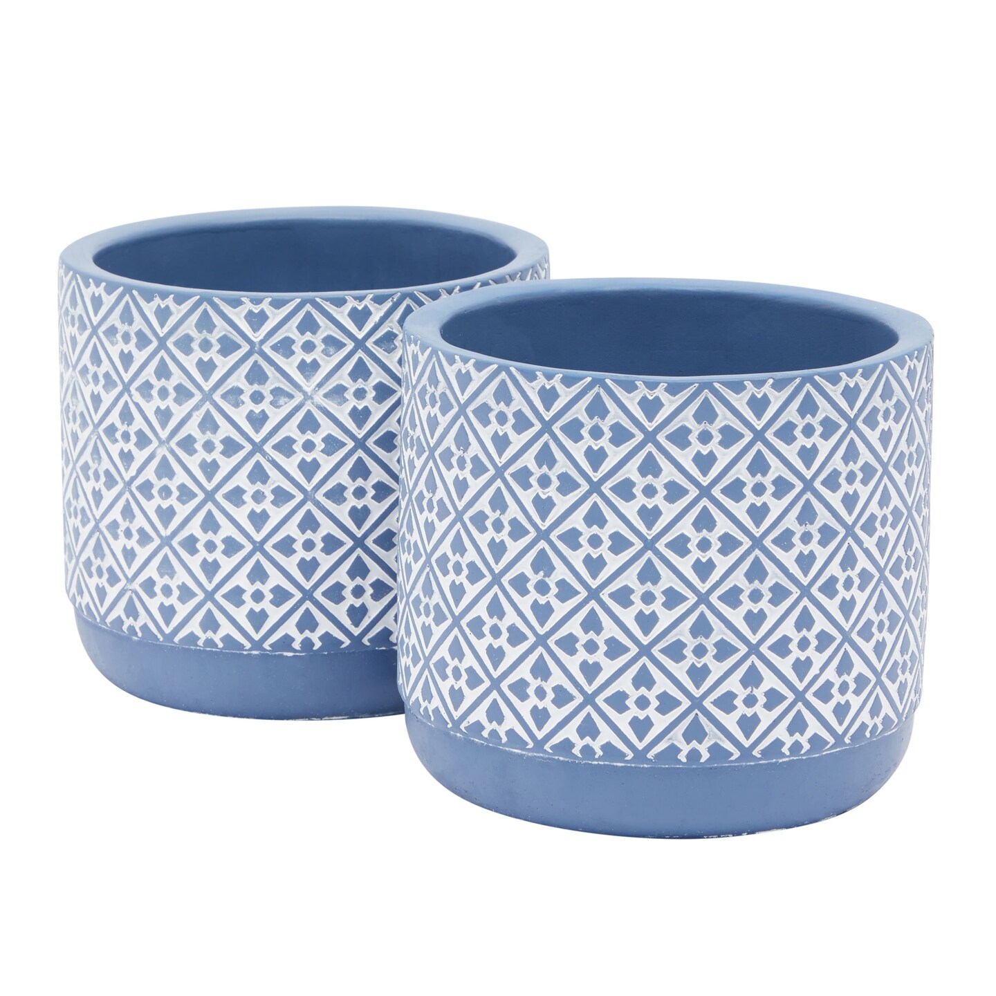 2 Pack 5 Inch Indoor Plant Pots with Drainage Hole, Blue Terracotta Concrete Succulent Planters