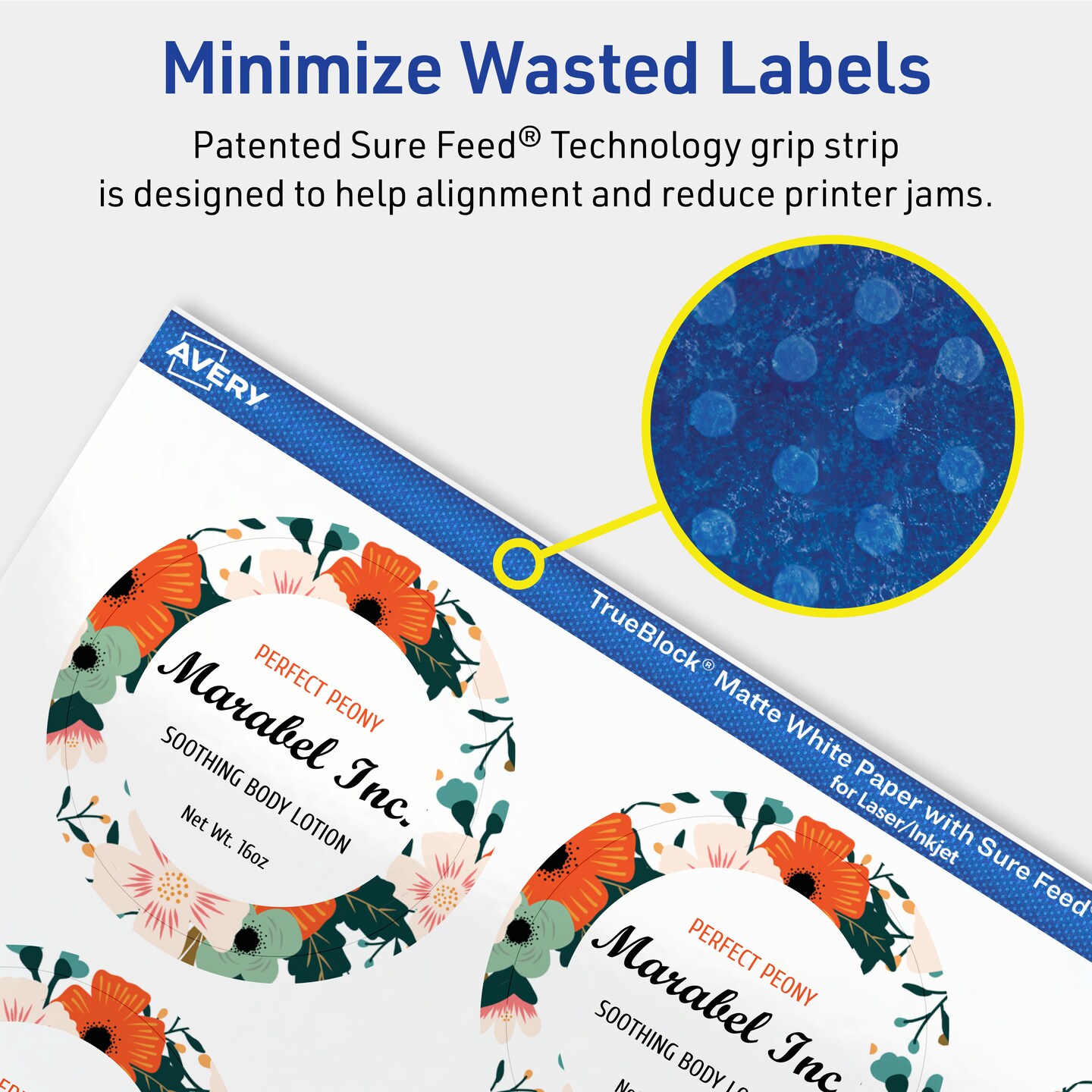Avery TrueBlock Matte White Paper Labels,  2&#x22; diameter Round