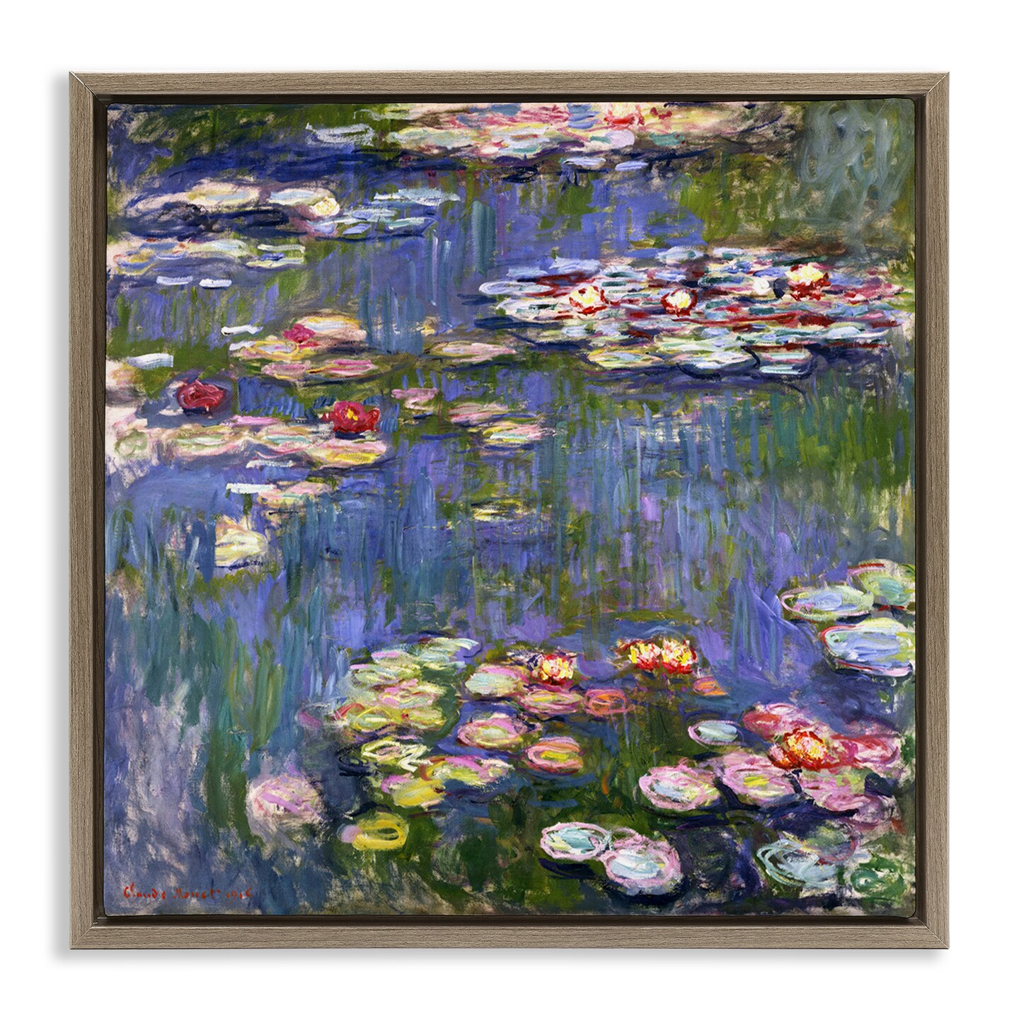 Stupell Industries Classical Monet Water Lilies Framed Floater Canvas Wall Art Design by one1000paintings