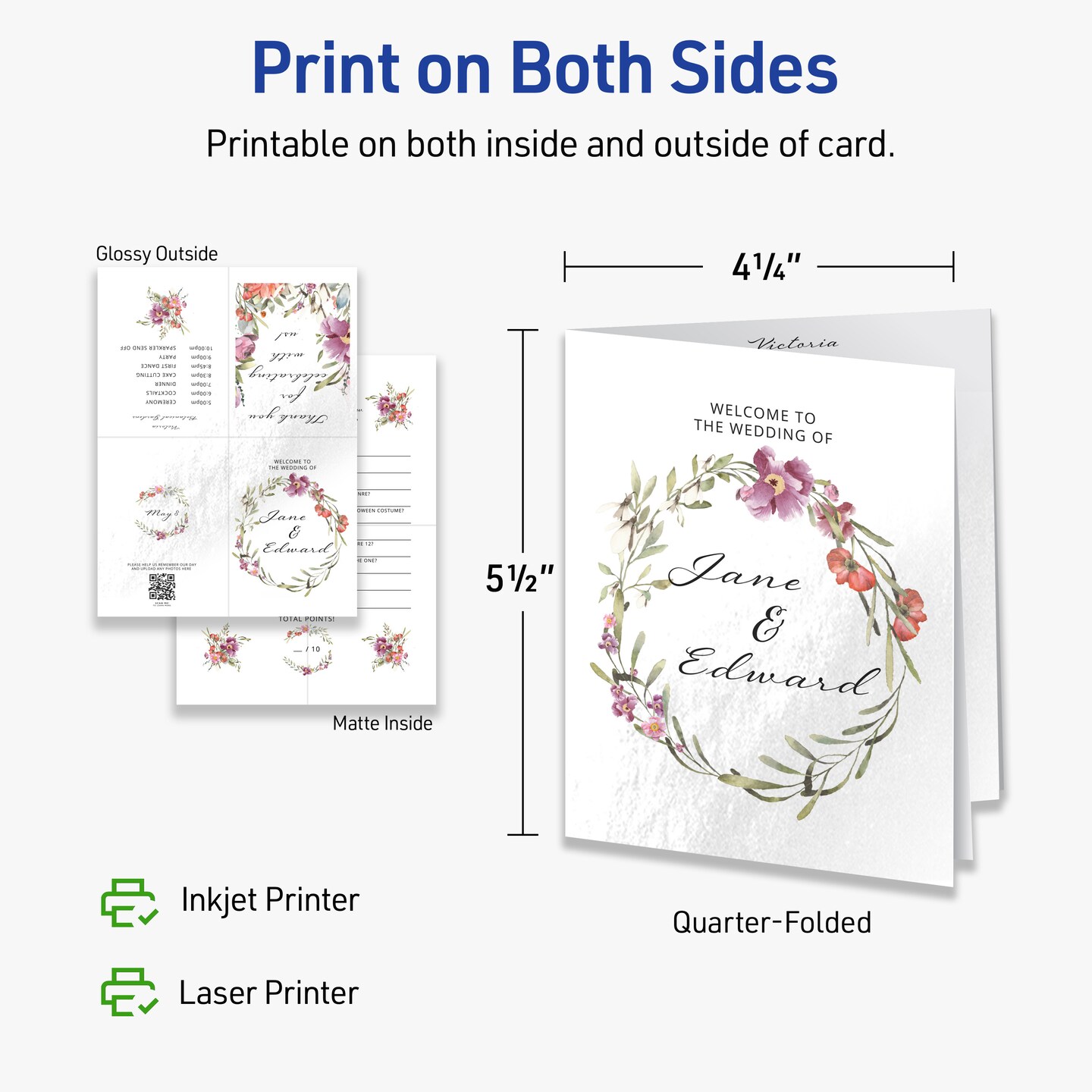 Avery Glossy White Greeting Cards, 4-1/4&#x22; x 5-1/2&#x22; Rectangle Quarter Fold