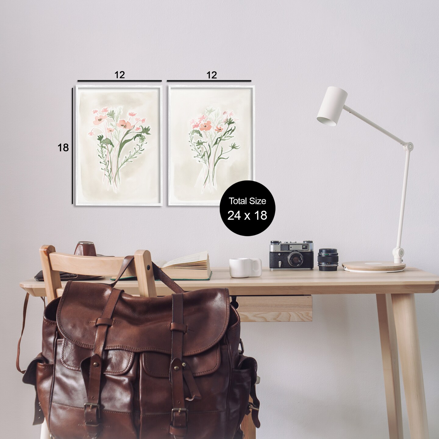 Stupell Industries Simple Watercolor Flowers 2 pc Framed Giclee Wall Art Set Design by Elizabeth Medley
