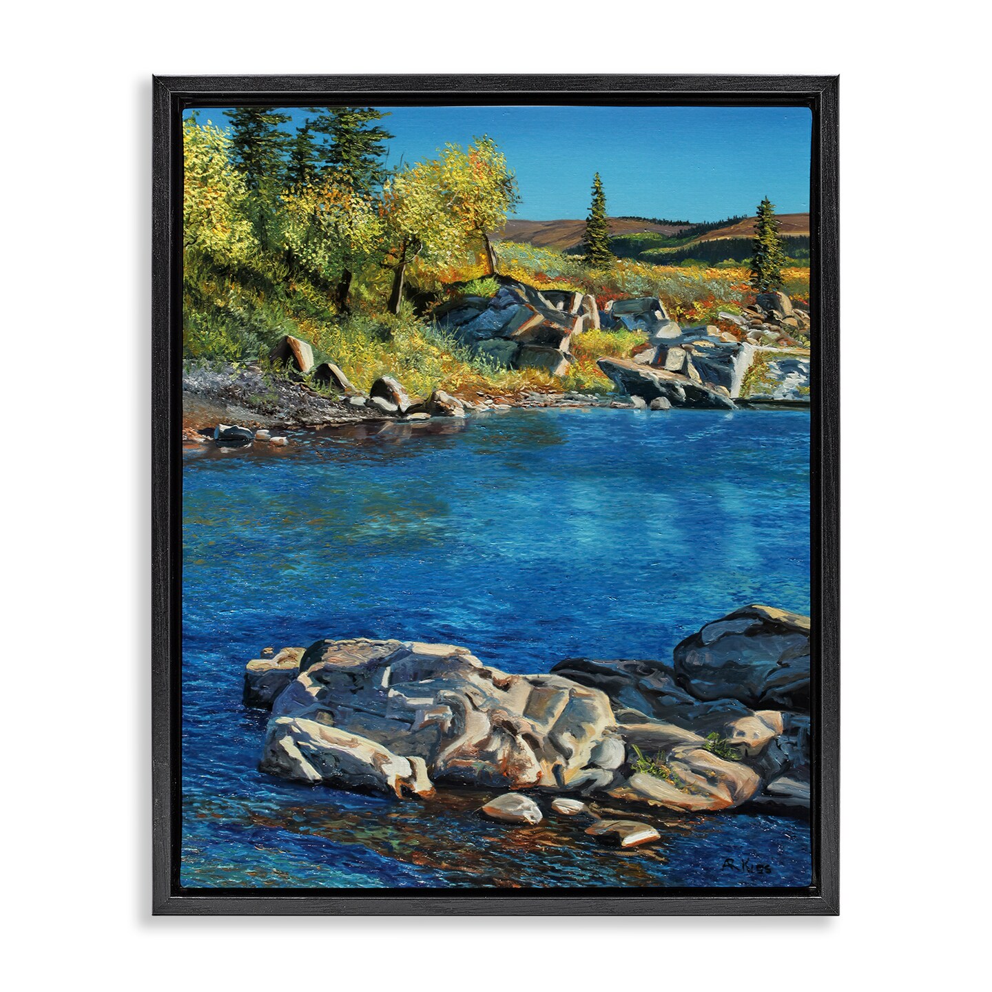 Stupell Industries Rocky River Landscape Framed Floater Canvas Wall Art Design by Andrew Kiss