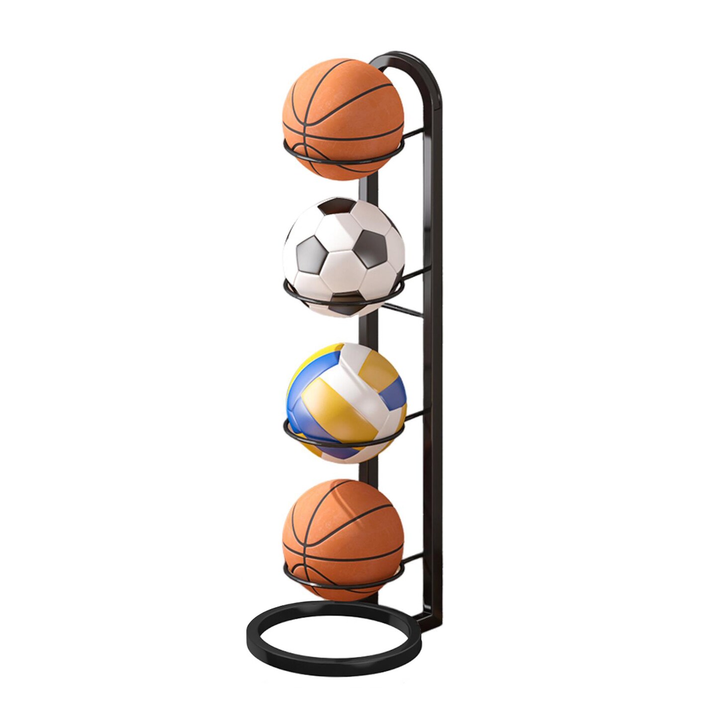 Basketball Ball Storage Rack Vertical Ball Stand Ball Storage Holder Organizer Space-Saving Display Stand For Volleyball