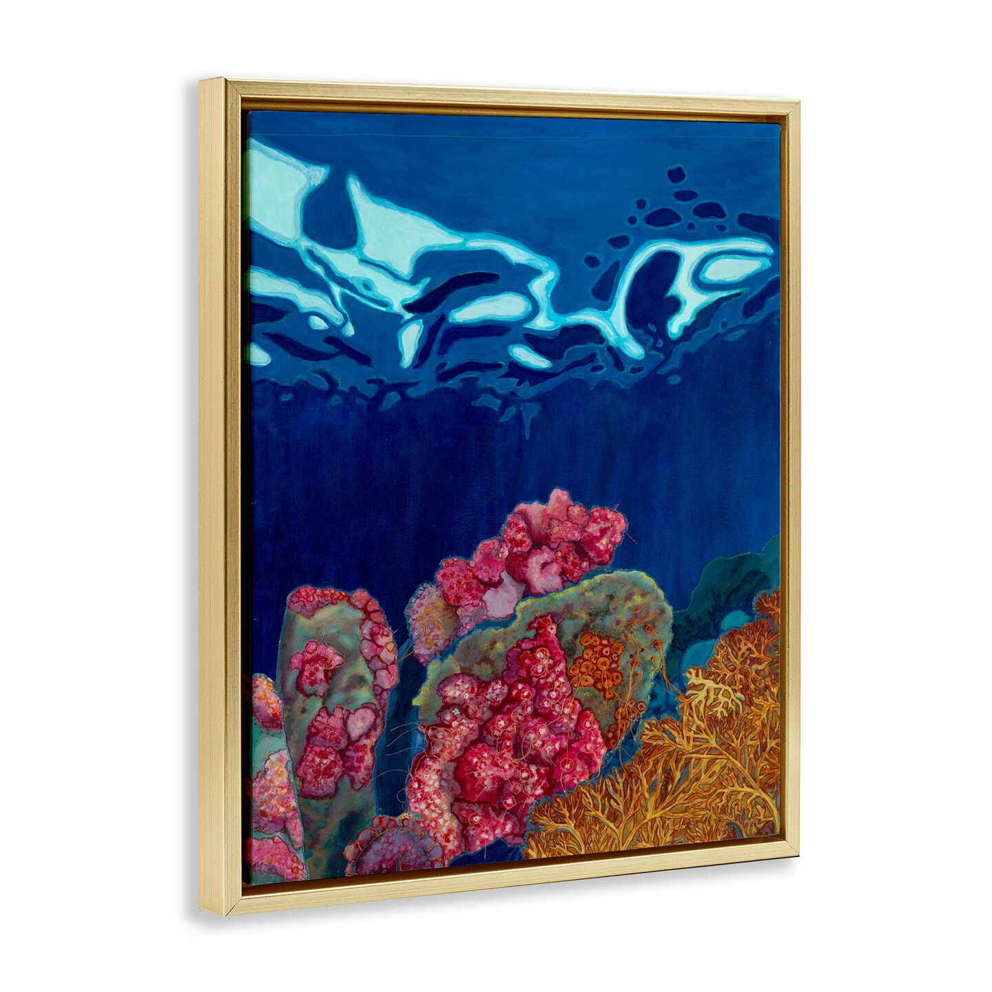 Stupell Industries Abstract Underwater Coral Framed Floater Canvas Wall Art Design by Sara Everett