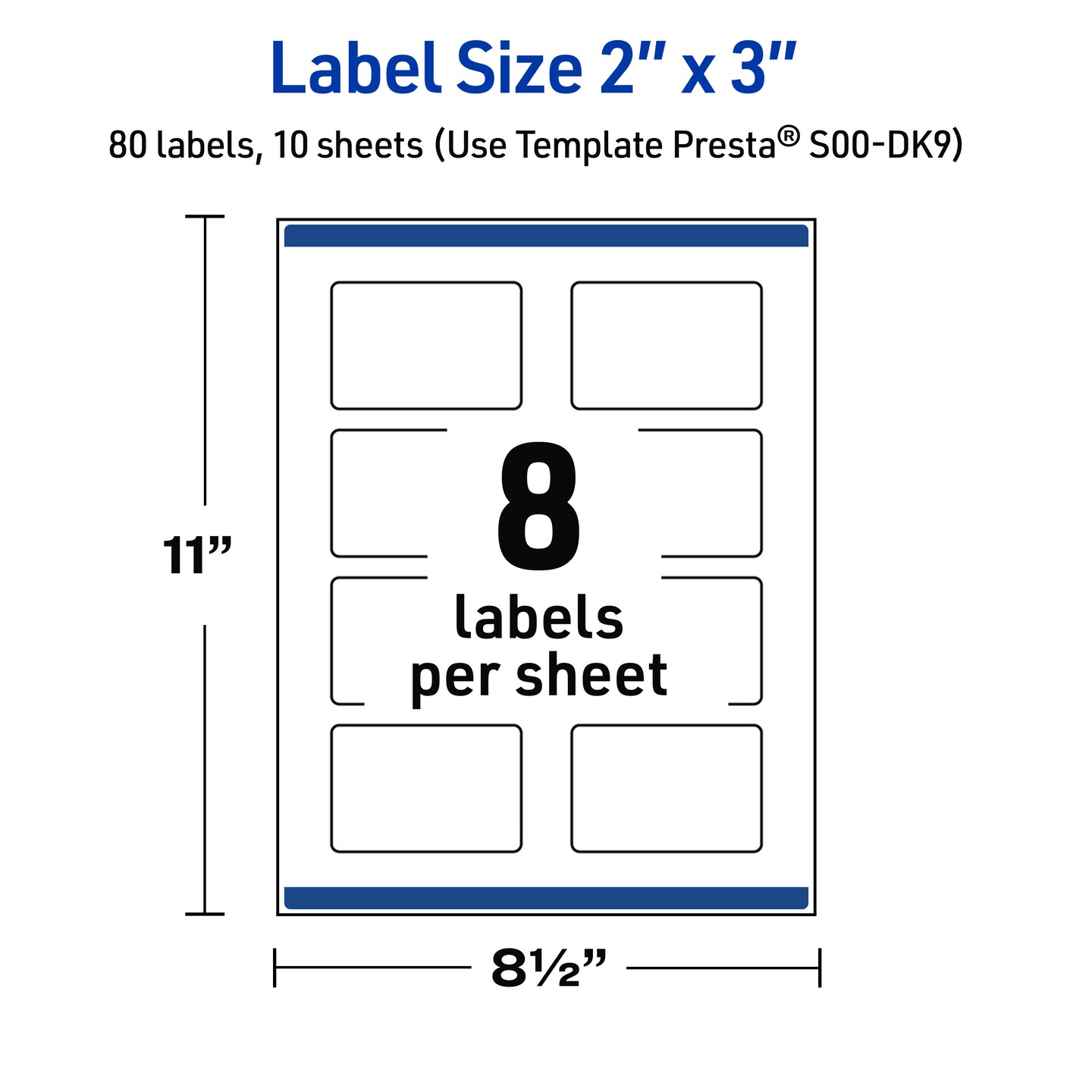 Avery Printable Rectangle Labels, Gold Double-Dipped Edge, 2&#x22; x 3&#x22;, Glossy White Rectangle Labels, Permanent, Laser/Inkjet, 80ct, Great for Product Labels
