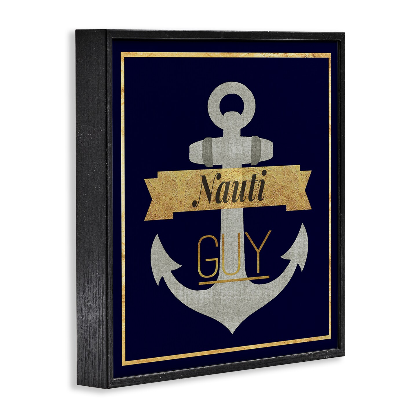 Stupell Industries Nauti Guy with Anchor Framed Giclee Wall Art Design by Graffi*tee Studios