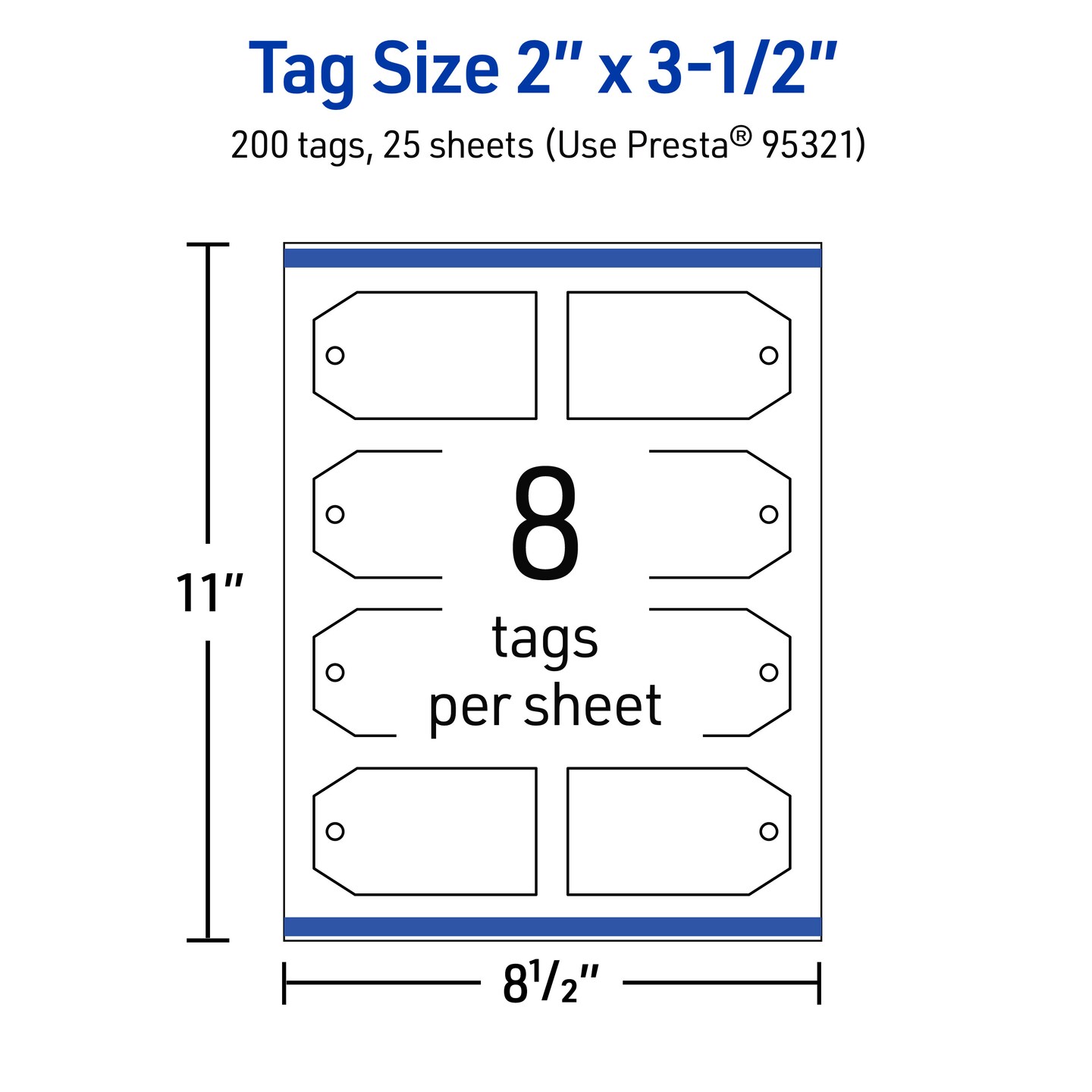 2&#x22; x 3-1/2&#x22; Rectangular Banner, Glossy White Printable Tags