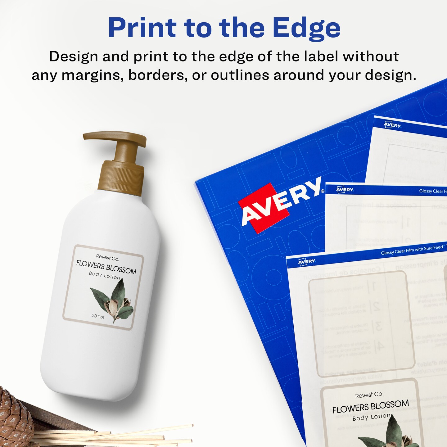 Avery Glossy Clear Square Labels with Sure Feed, 2.5&#x22; x 2.5&#x22;