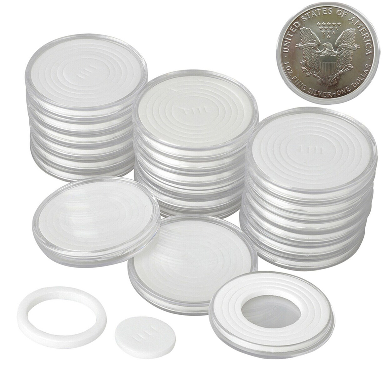 20 Sets 46Mm Coin Holder Capsule Protector Collection Clear Coin Storage Box For Awards Ceremony