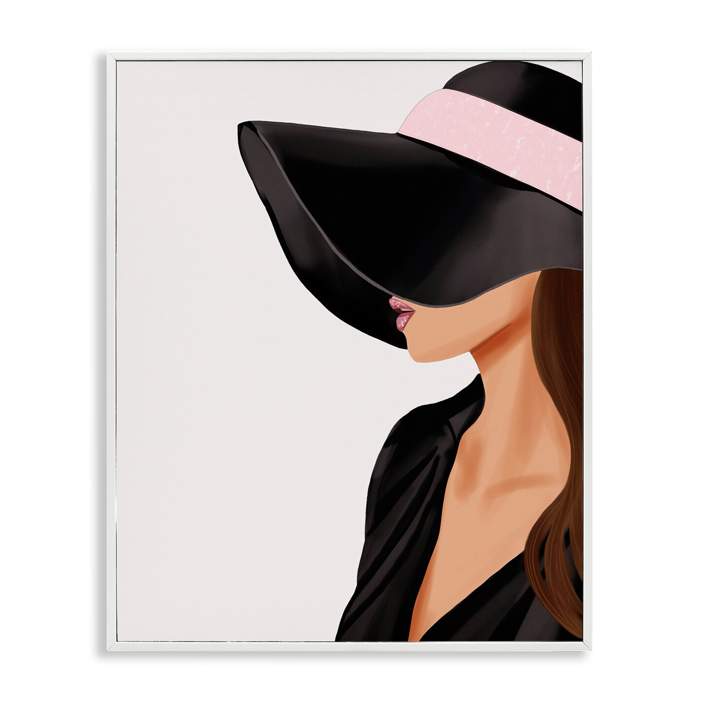 Stupell Industries Shaded Woman Large Hat Framed Giclee Wall Art Design by Saba Rauf