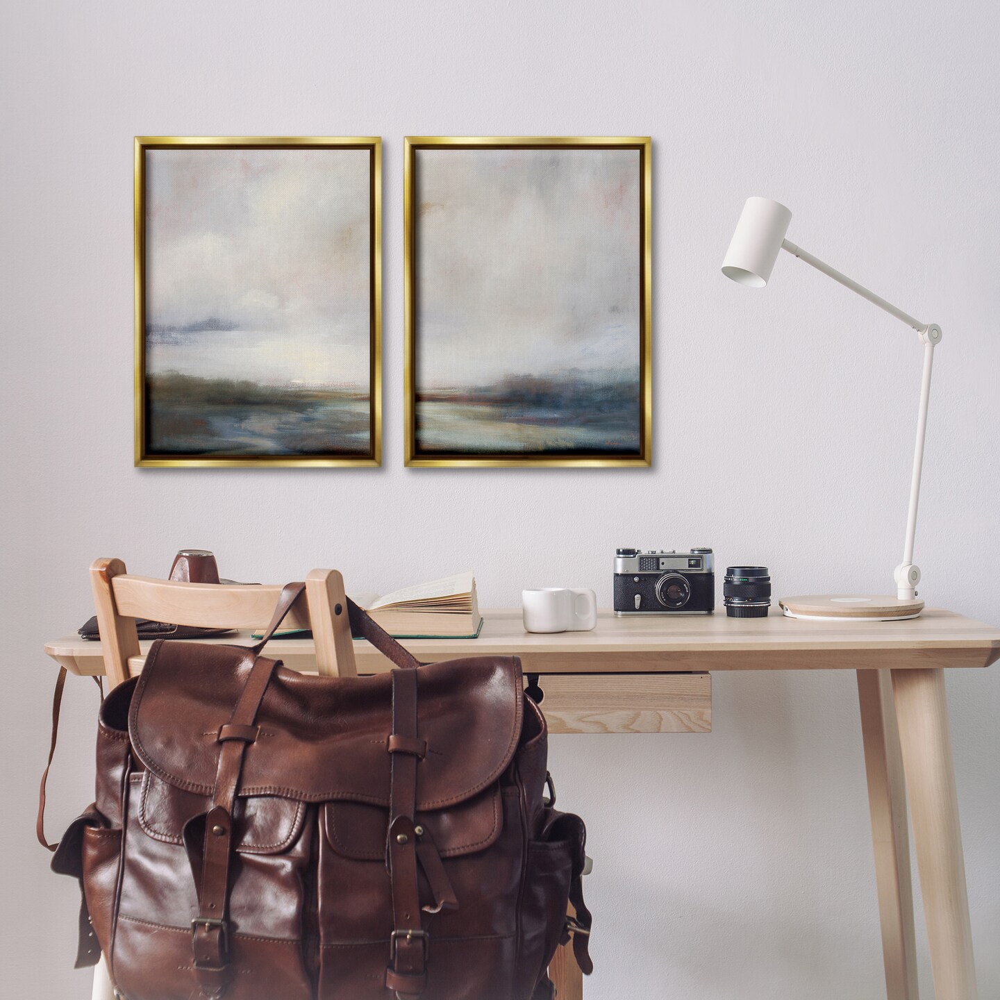 Stupell Industries Moody Clouds Landscape 2 pc Framed Floater Canvas Wall Art Set Design by Simon Addyman