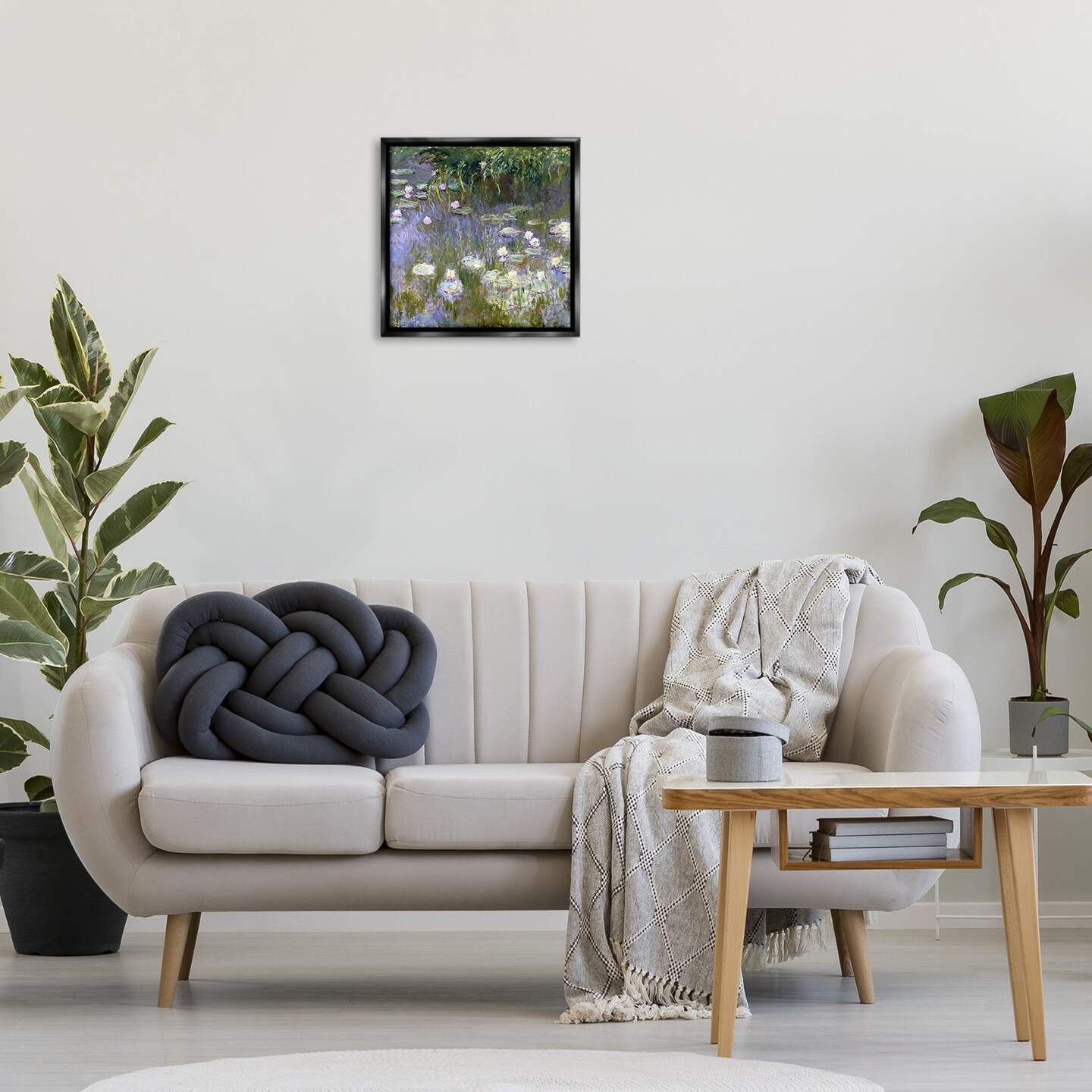 Stupell Industries Classic Monet White Water Lilies Framed Floater Canvas Wall Art Design by one1000paintings