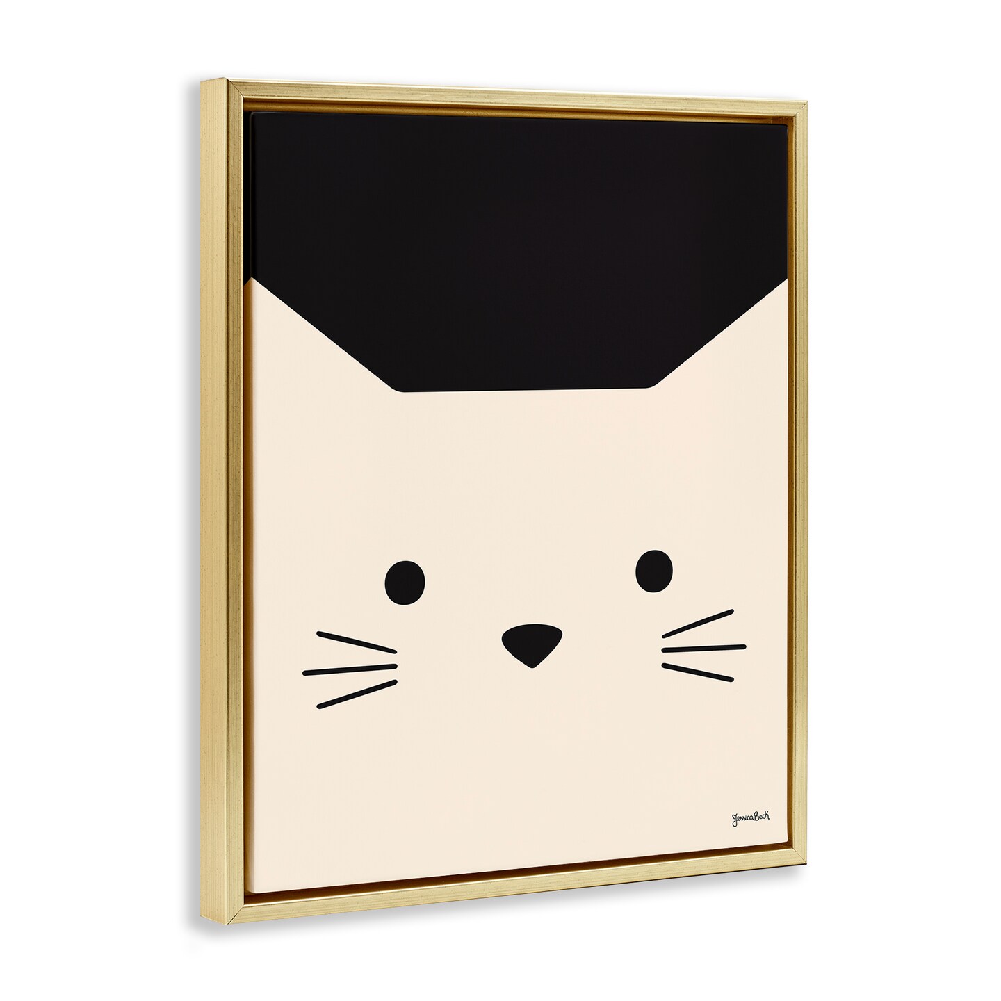 Stupell Industries White Cat Close Up Framed Floater Canvas Wall Art Design by Jessica Beck