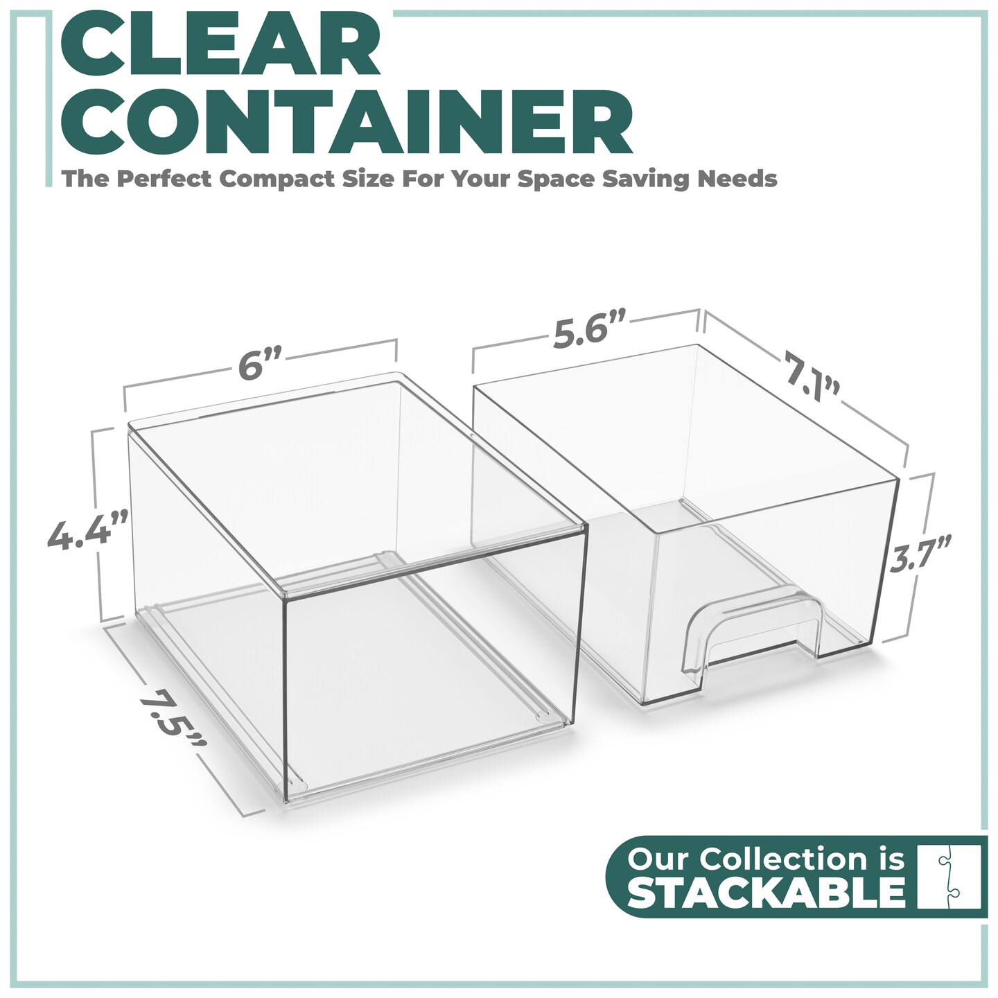 Sorbus Acrylic Storage Containers with Pull-Out Drawers - 4 Pack, 4.4&#x201D; Clear Tall Stackable Drawer Organizers