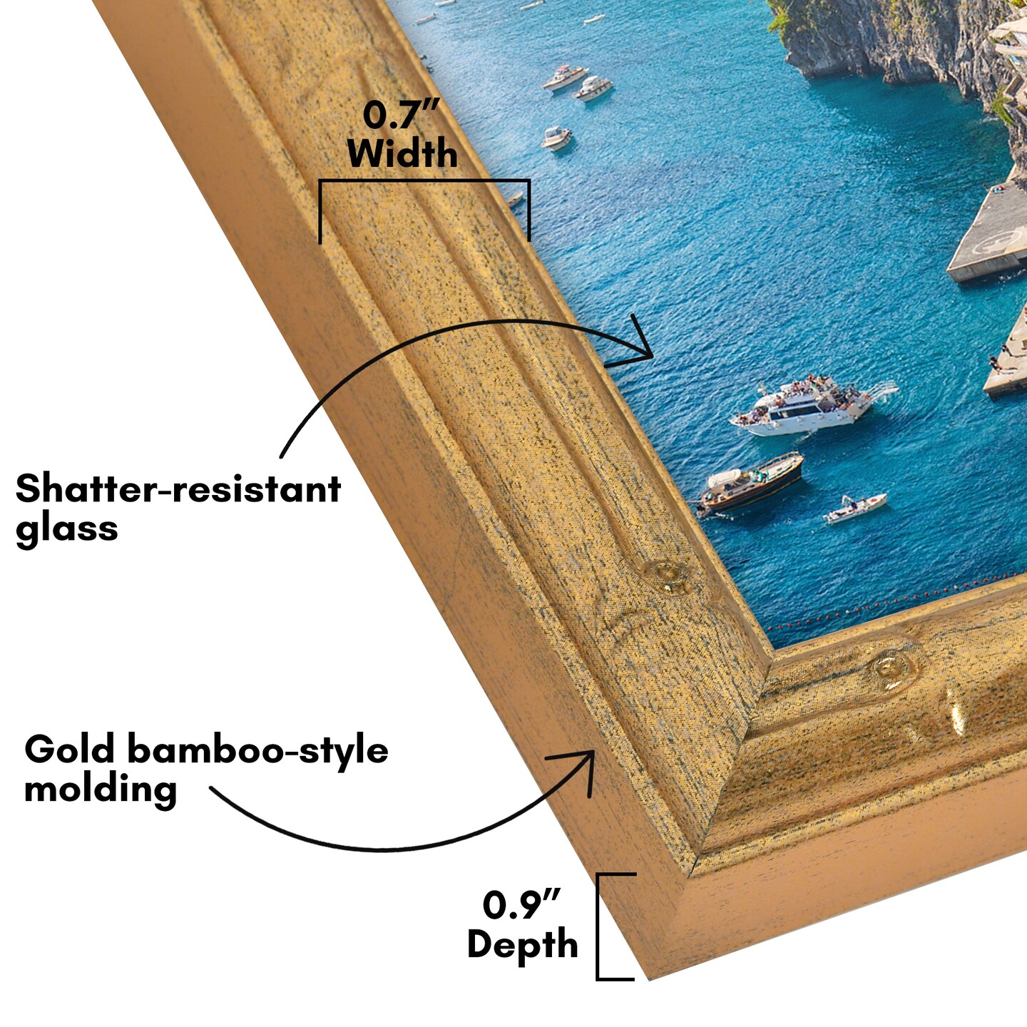 Americanflat Picture Frame with Bamboo Design - Gold Bamboo Frame with Shatter-Resistant Glass - Elegant Gallery Style Frame - Faux Bamboo Photo Frame for Tabletop or Wall Display