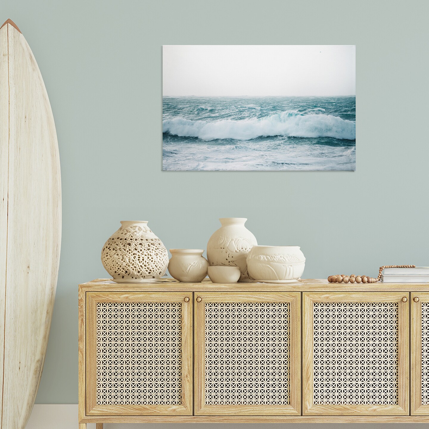 Stupell Industries Beach Waves Horizon Canvas Wall Art Design by Nataly White