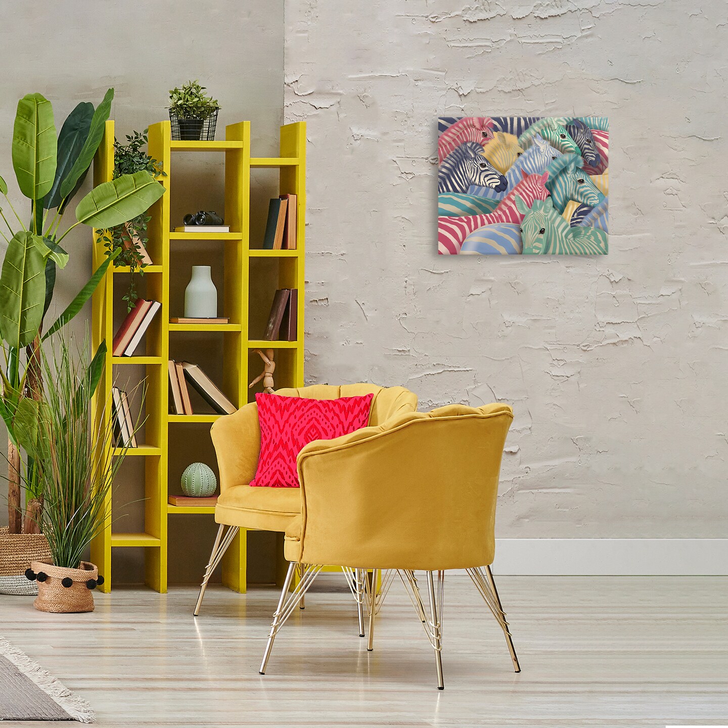 Stupell Industries Modern Hued Zebras Canvas Wall Art Design by Fab Funky