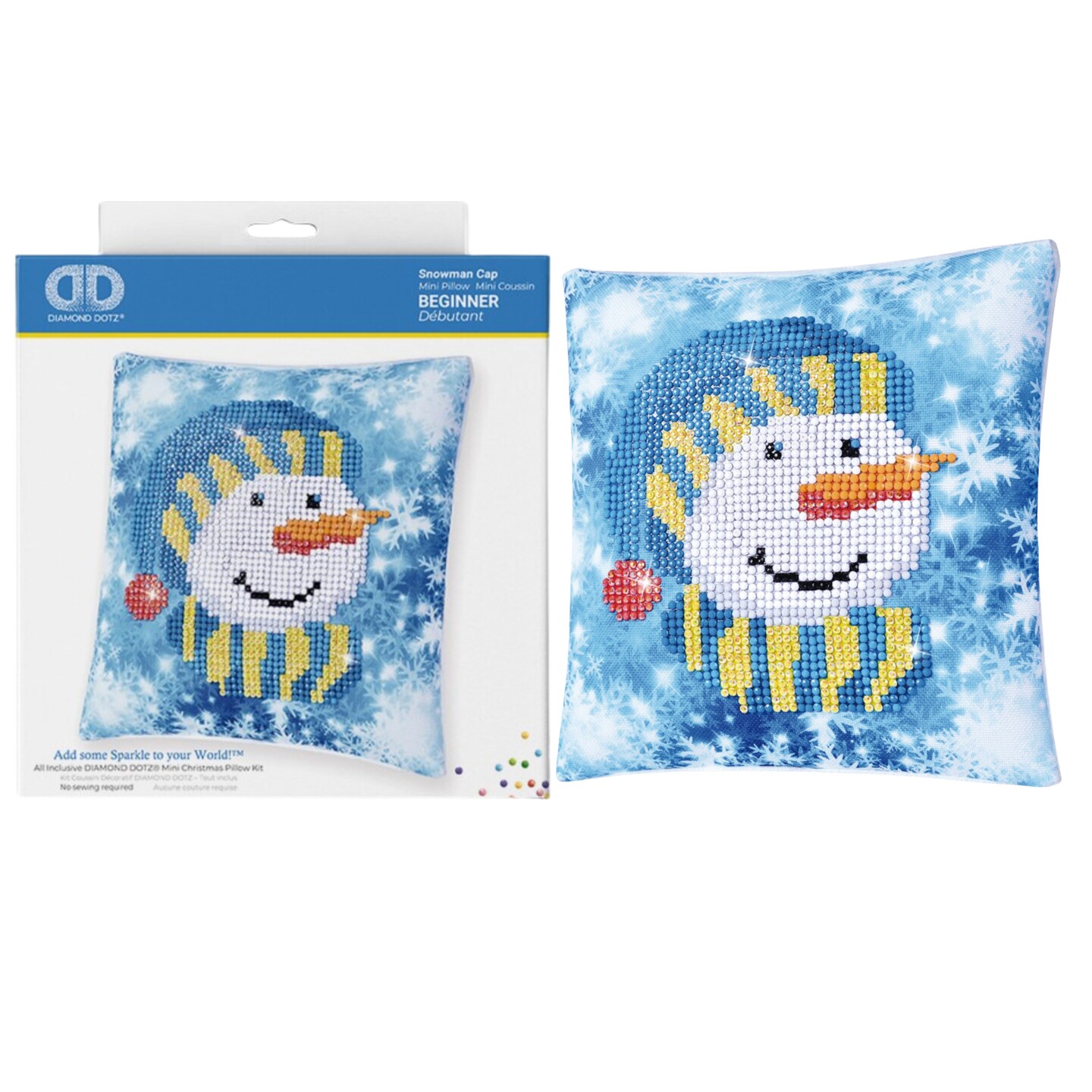 Diamond Dotz Snowman Cap Pillow Winter Diamond Painting Kits for Adults - Diamond Art Kits a Relaxing Creative Craft Kit with Dotz Gems 7&#x22;x7&#x22;