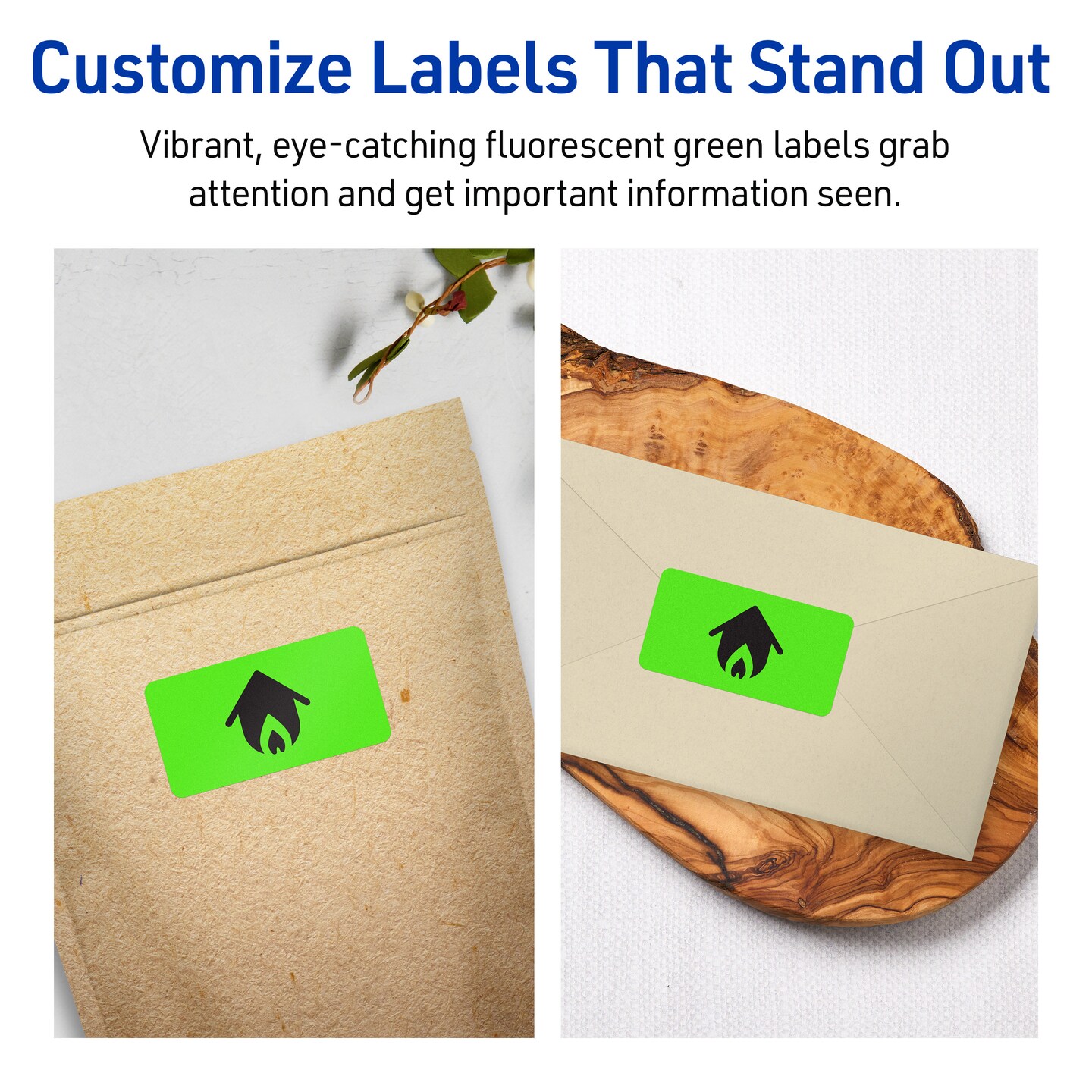 Avery Neon Green Paper Labels, 1.5&#x22; x 2.75&#x22; Rectangle