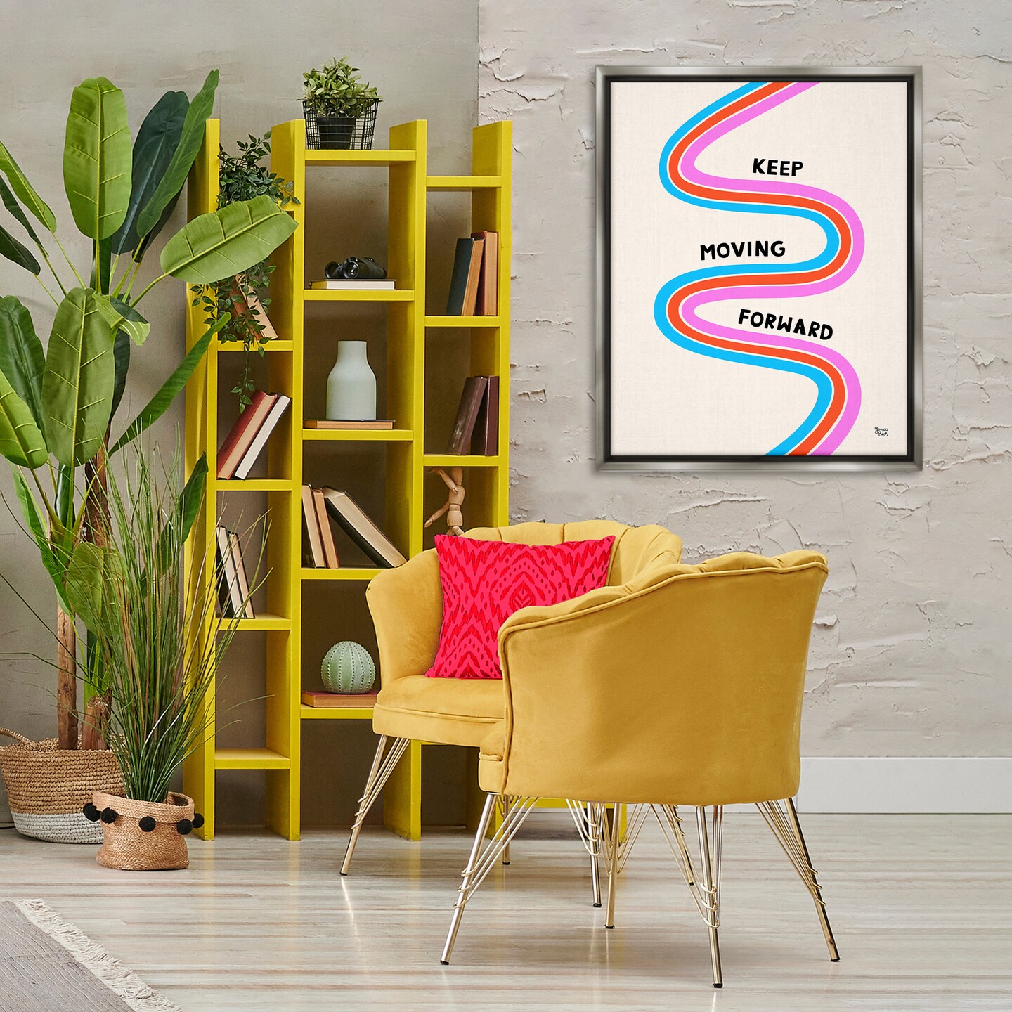 Stupell Industries Keep Moving Forward Framed Floater Canvas Wall Art Design by Jessica Beck