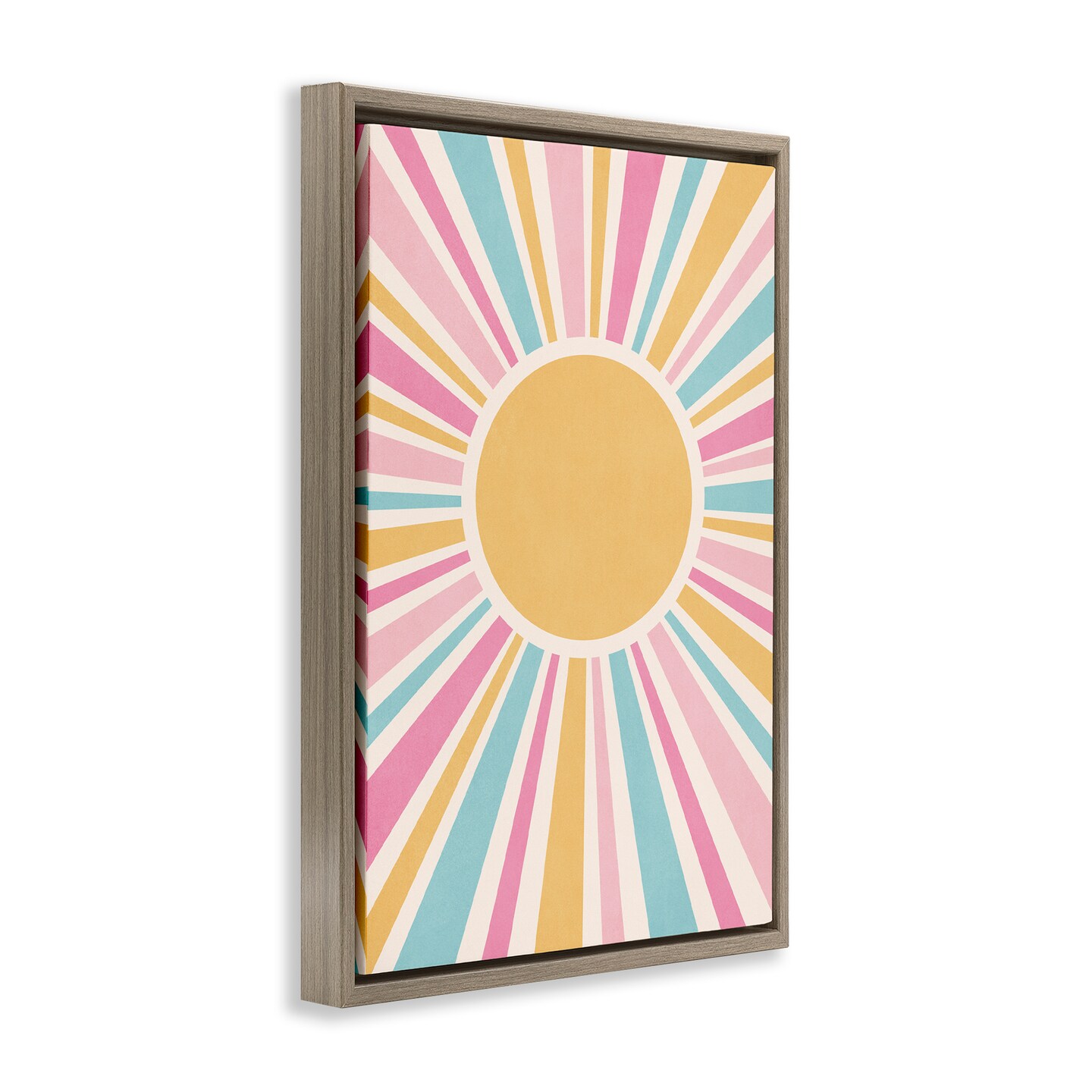 Stupell Industries Groovy Pastel Sun Rays Framed Floater Canvas Wall Art Design by Nataly White