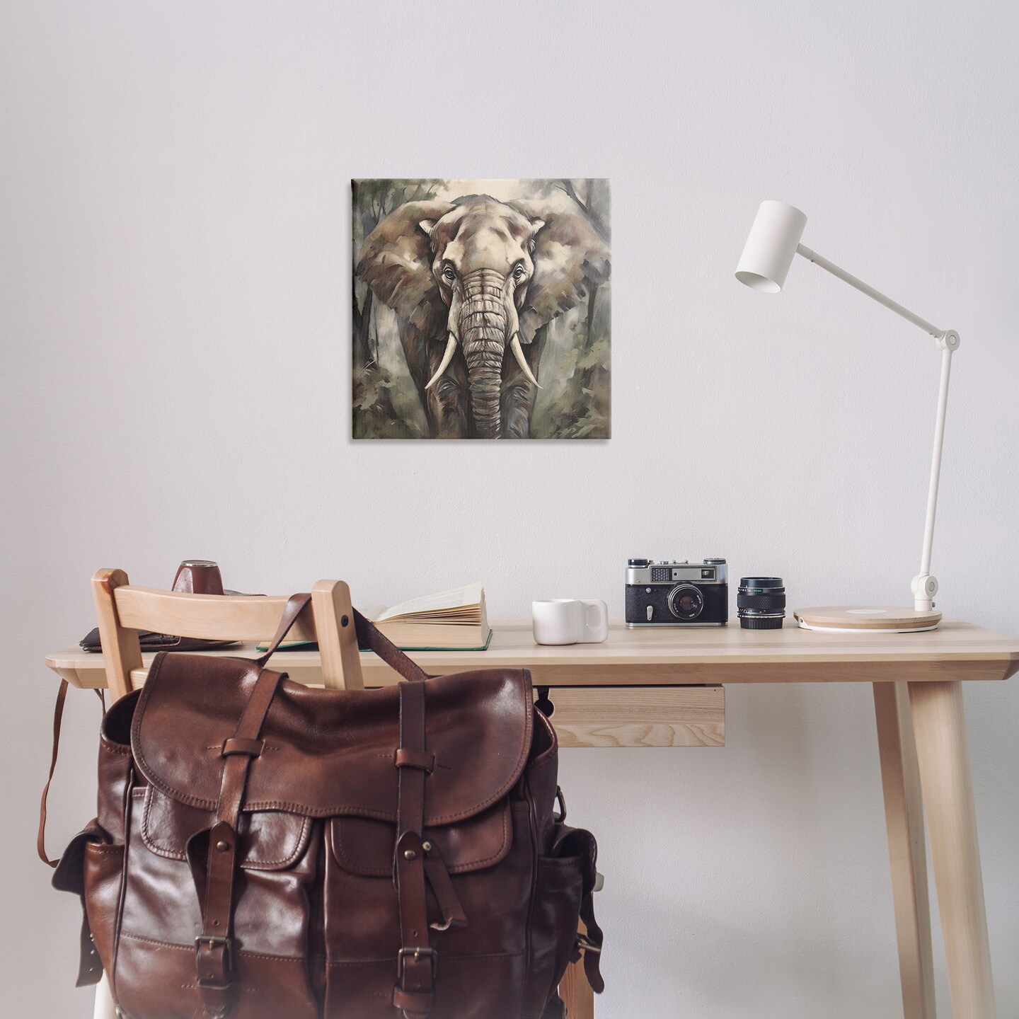 Stupell Industries Grey Elephant Portrait Canvas Wall Art Design by Noah Bay