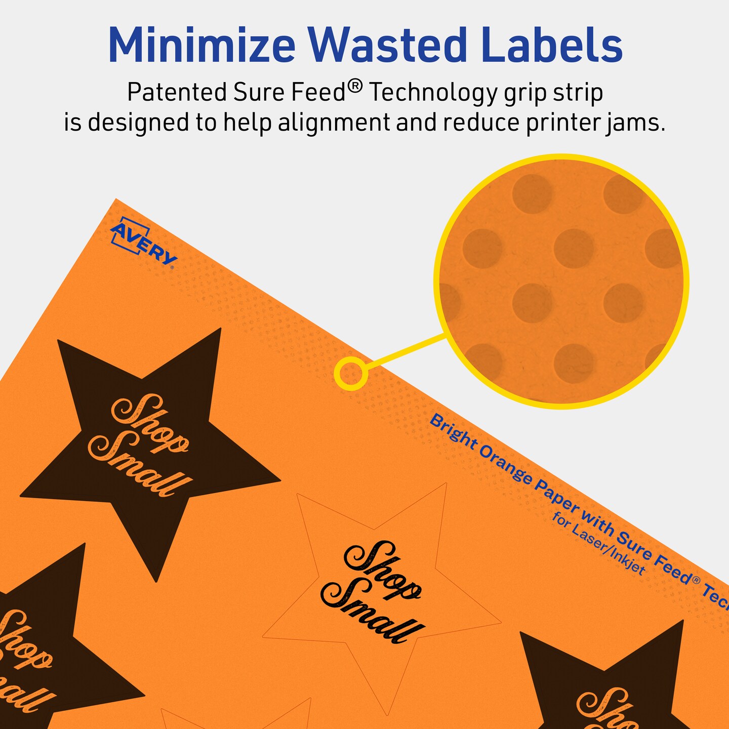 Avery Bright Orange Paper Labels, 2-1/4&#x22; x 2-3/8&#x22; Star