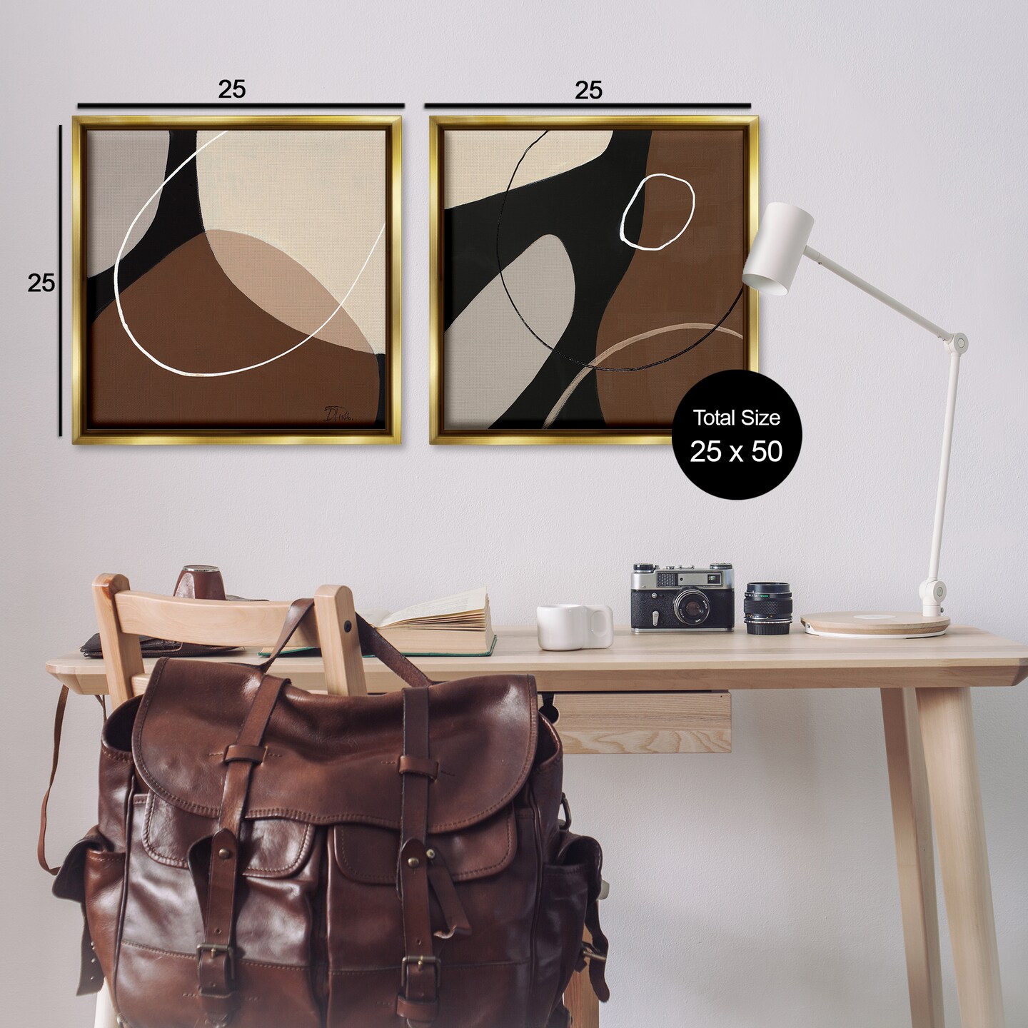 Stupell Industries Classic Abstract Neutral Shape 2 pc Framed Floater Canvas Wall Art Set Design by Patricia Pinto