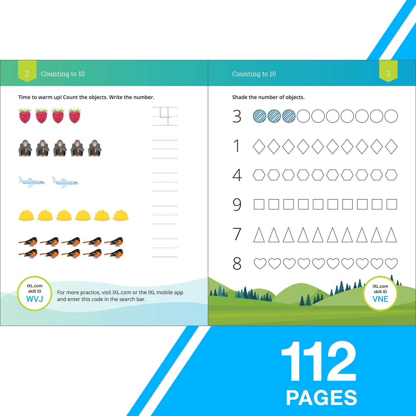 IXL Addition Kindergarten Workbooks, Math Book for Kids Ages 5-6 With Adding Activities Covering Counting Skills, Basic Mathematics Facts, and How to Add Numbers up to 10
