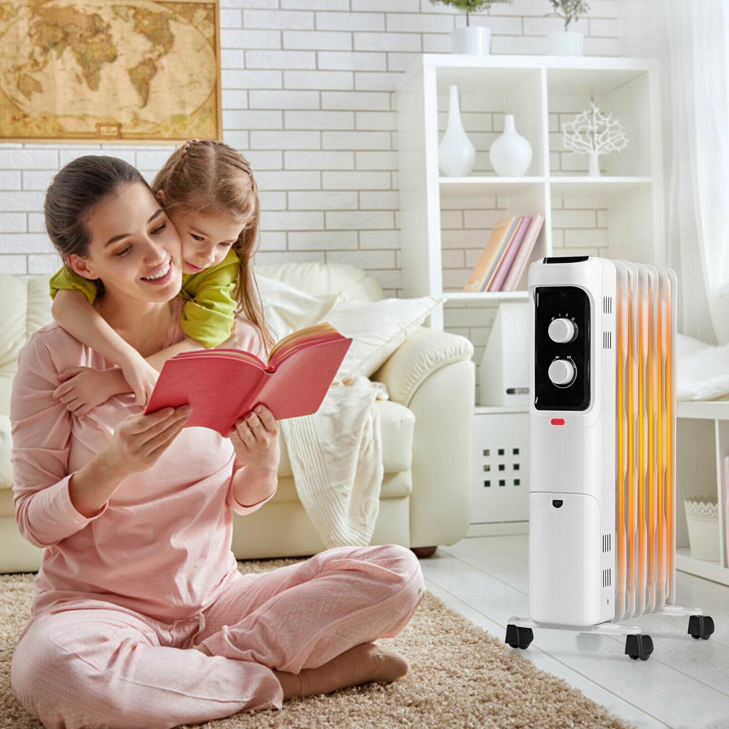 Oil Filled Portable Radiator Space Heater with Adjustable Thermostat