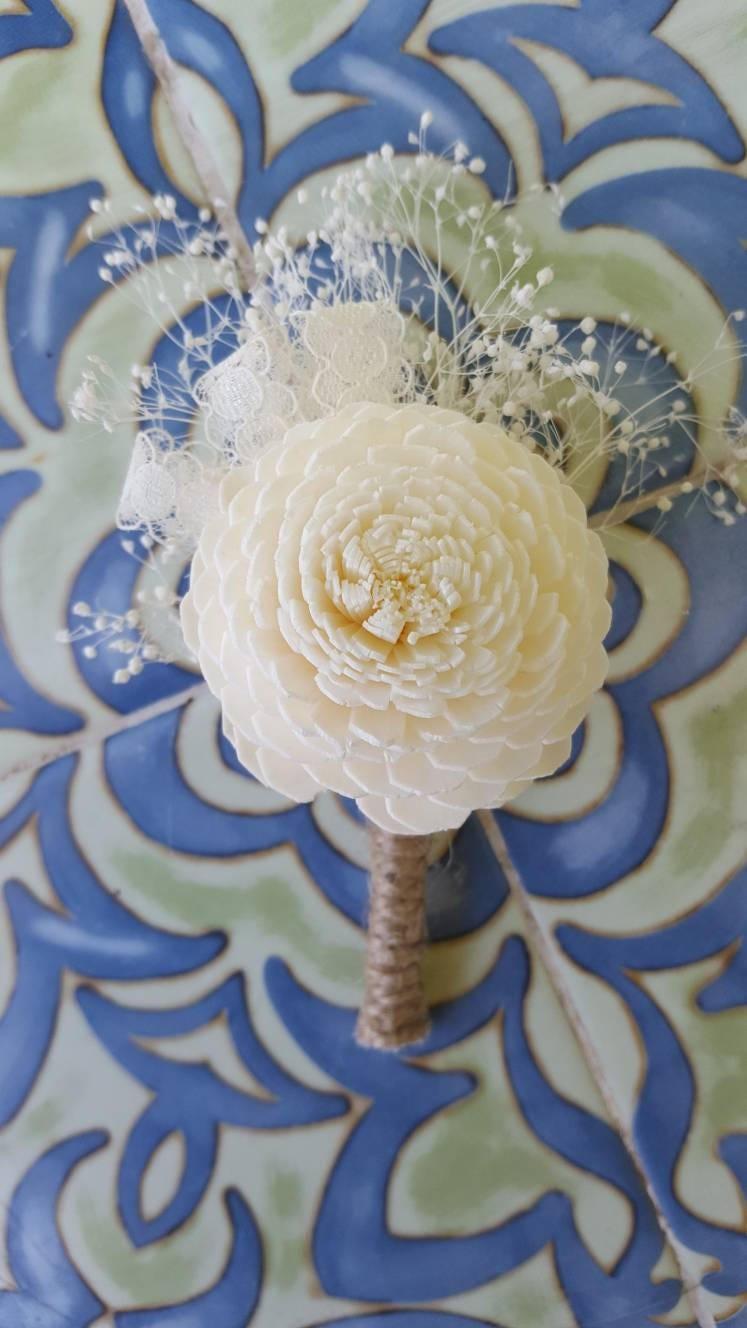 Ivory Sola Wood Rustic Boutonniere product 2