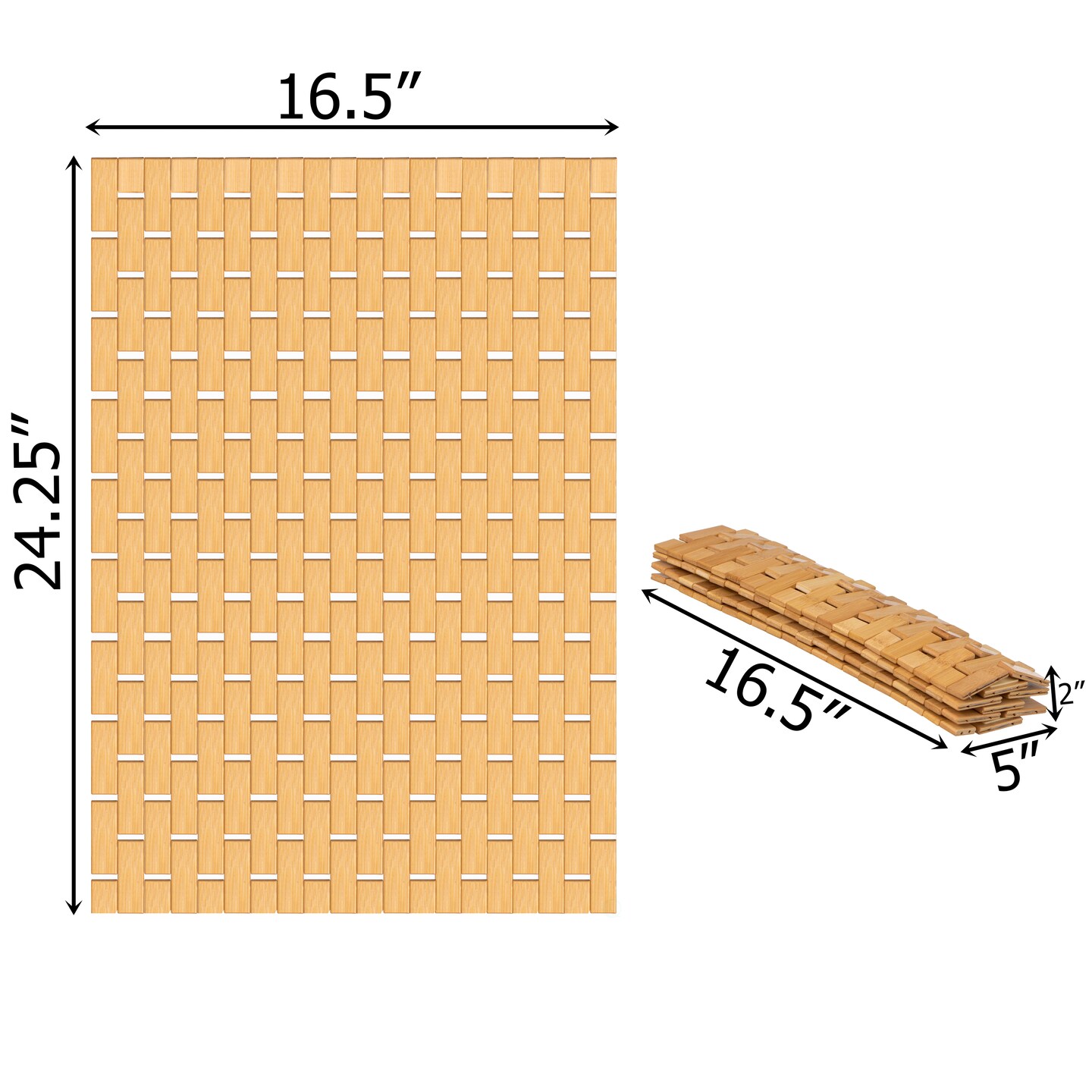 Basicwise Foldable Bamboo Bathroom Mat - Non-Slip Design for Showers, Bathtubs, Spas, and Pools - Providing Comfort, Quick Drying, and a Practical Accessory and Decorative Element for Your Home