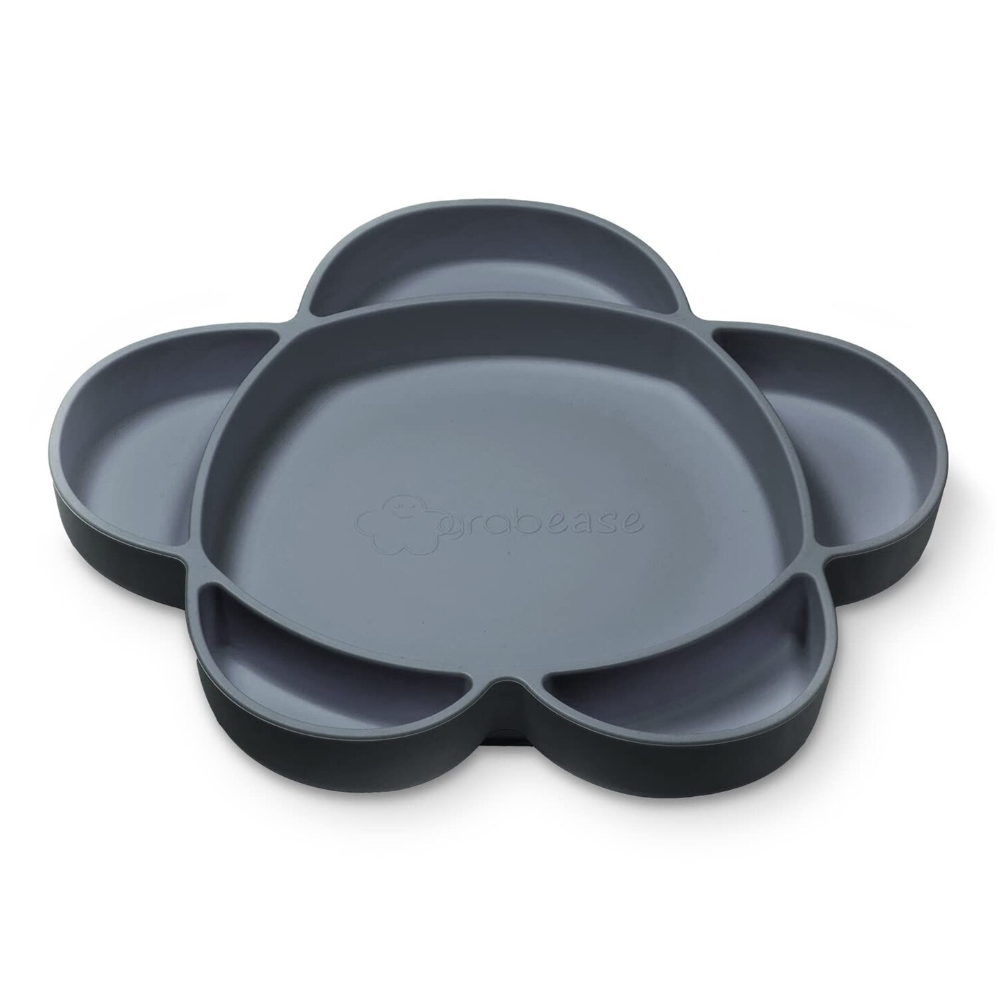grabease Silicone Suction Plate for Baby &#x26; Toddler Self-Feeding, 6-Section Dish With Stay-Put Grip, BPA and Phthalates-Free, Dishwasher and Microwave Safe, Gray