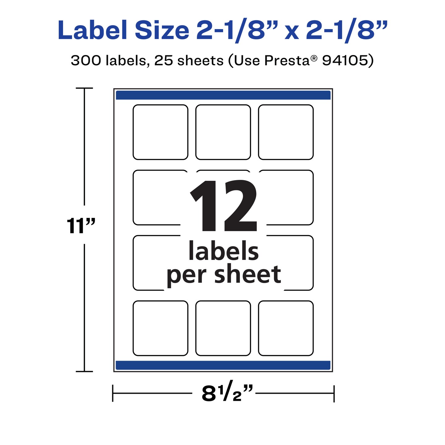 Avery Matte White Removable Square Labels with Sure Feed Technology, Print-to-the-Edge, 2-1/8&#x22; x 2-1/8&#x22;