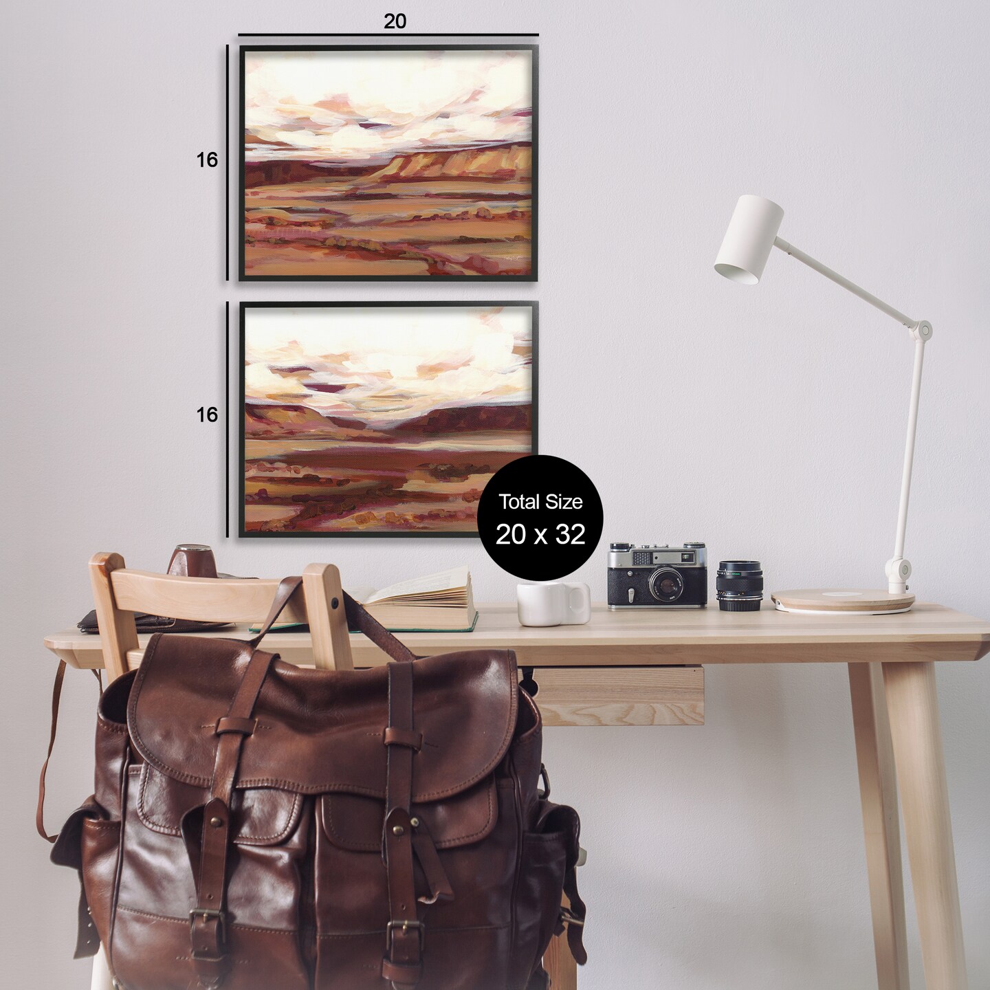 Stupell Industries Mauve Mesa Abstract Landscape 2 pc Framed Giclee Wall Art Set Design by Haley Knighten