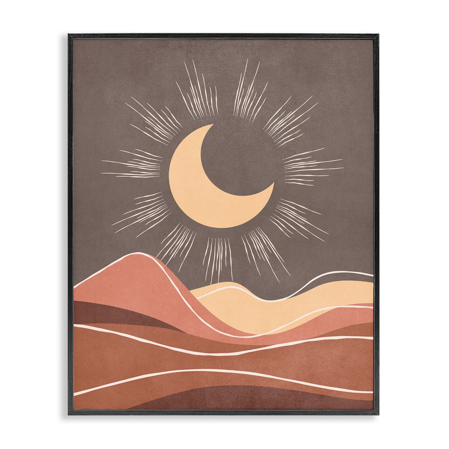 Stupell Industries Boho Moon over Desert Framed Giclee Wall Art Design by Nataly White
