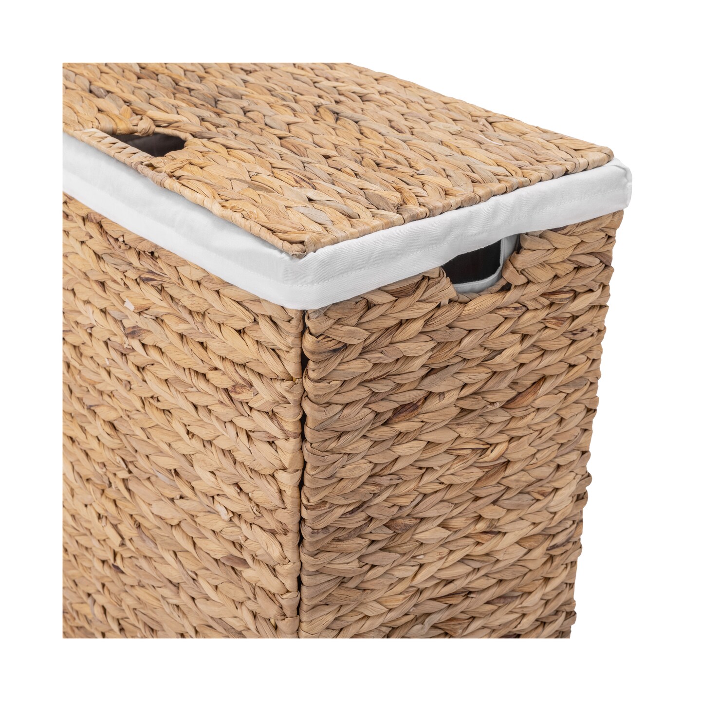 Seville Classics Natural Handwoven Lidded Laundry Hamper, 12.6" D x 18.5" W x 24" H