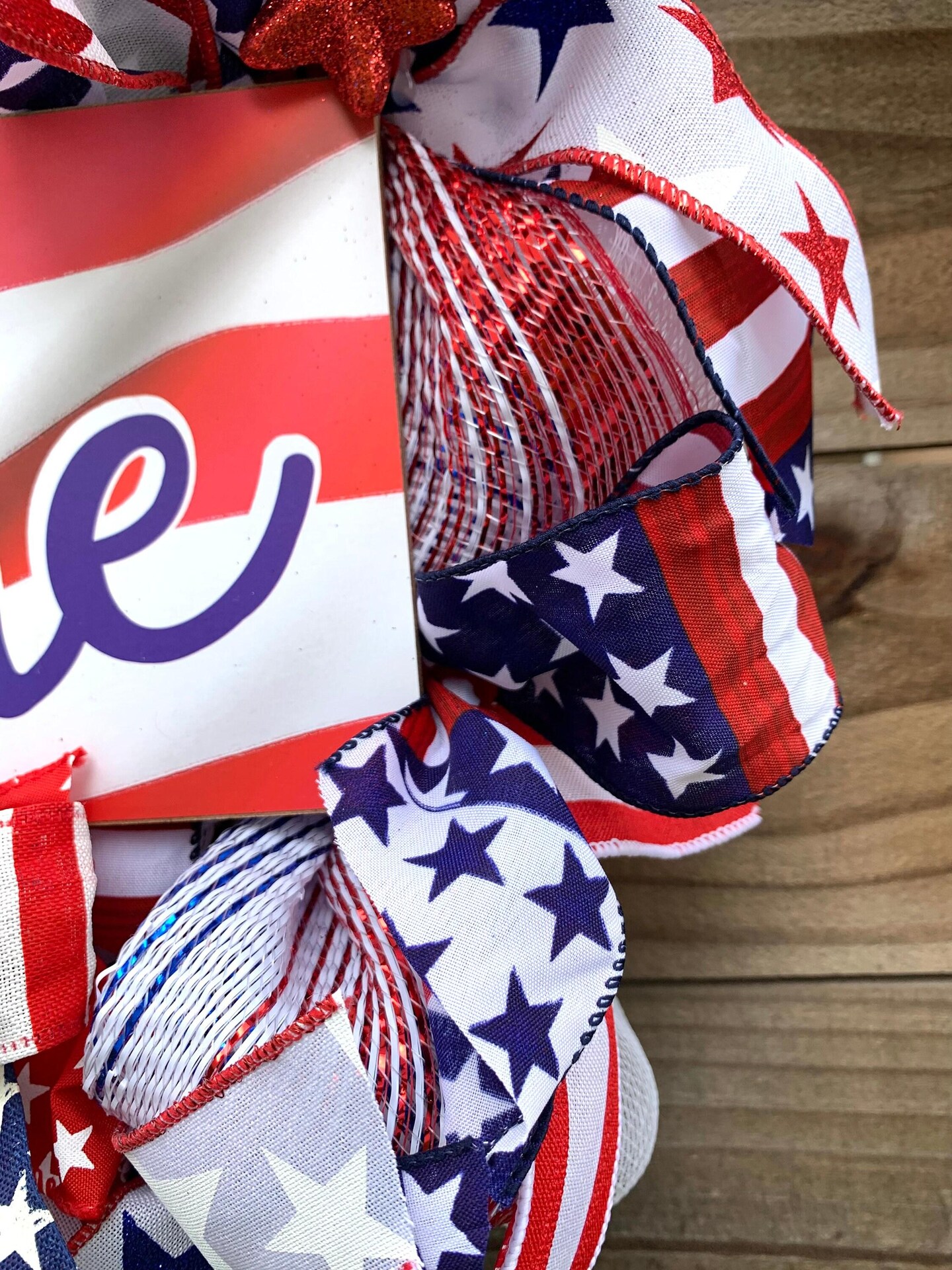 4th of July Wreath for front door, red white blue, Patriotic