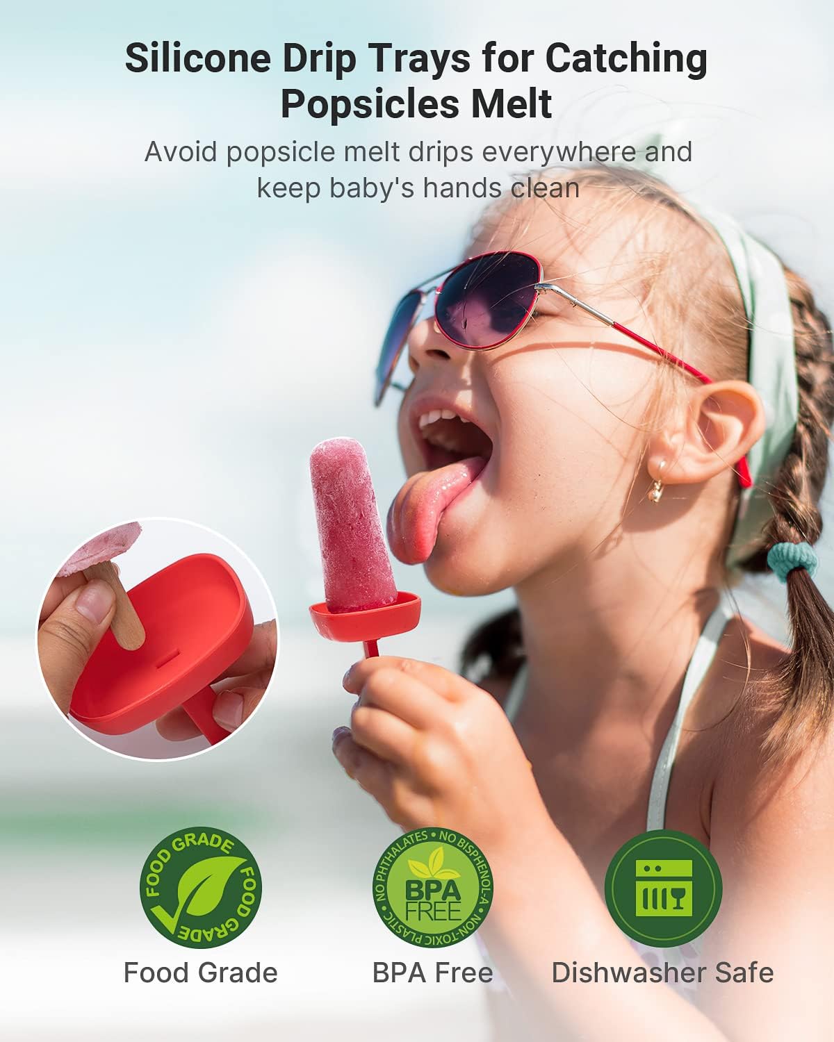 Popsicle Molds for Kids, 9 Pieces Popsicles Molds Silicone BPA