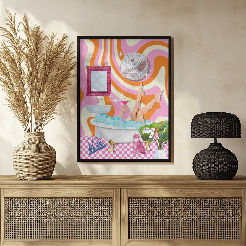 Groovy Bathtub Bliss - Athene Fritsch 24x36 Black Framed Art | Home or Office Art