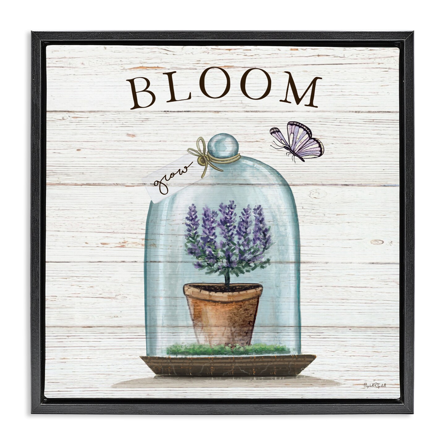 Stupell Industries Cottage Bloom in Bell Jar Floating Frame, design by Elizabeth Tyndall