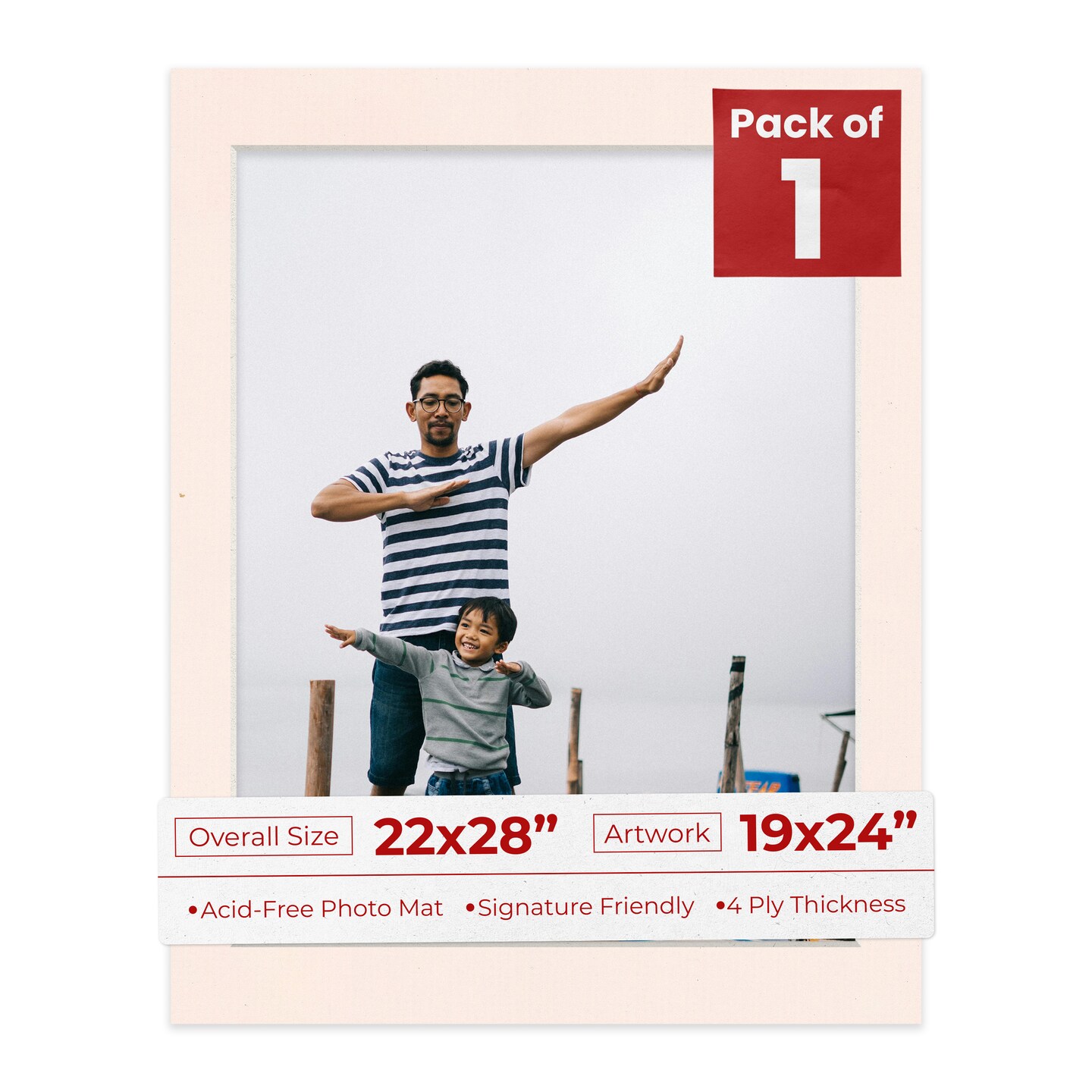 Oyster Bay Beige Mat Board for 22x28 Frames - Fits 19x24 Photos