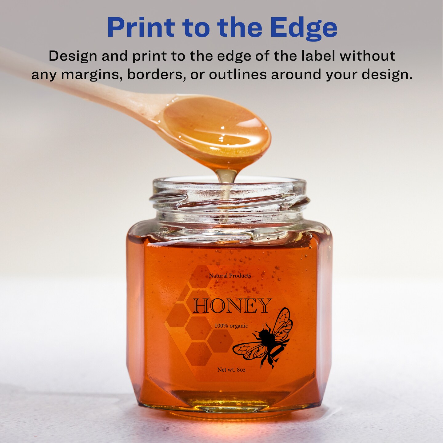 Avery Glossy Clear Hexagon Labels with Sure Feed, 2-1/2" x 2-57/64"