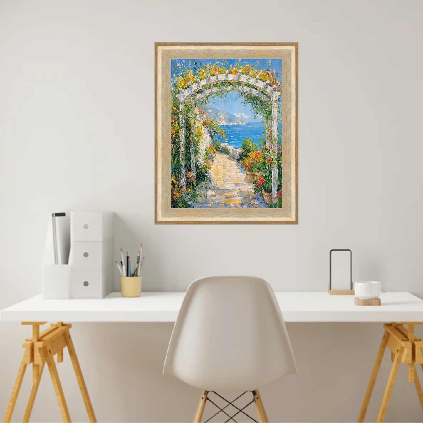 Gold Brushed Modern Contemporary Scoop Picture Frame 24x36 frame