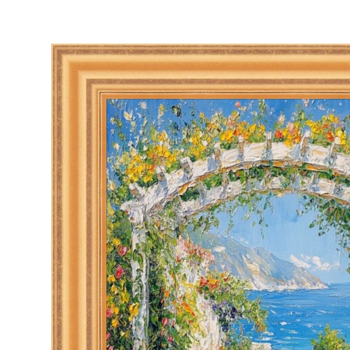 Bright Gold Leaf Wave Picture Frame 24x24 frame
