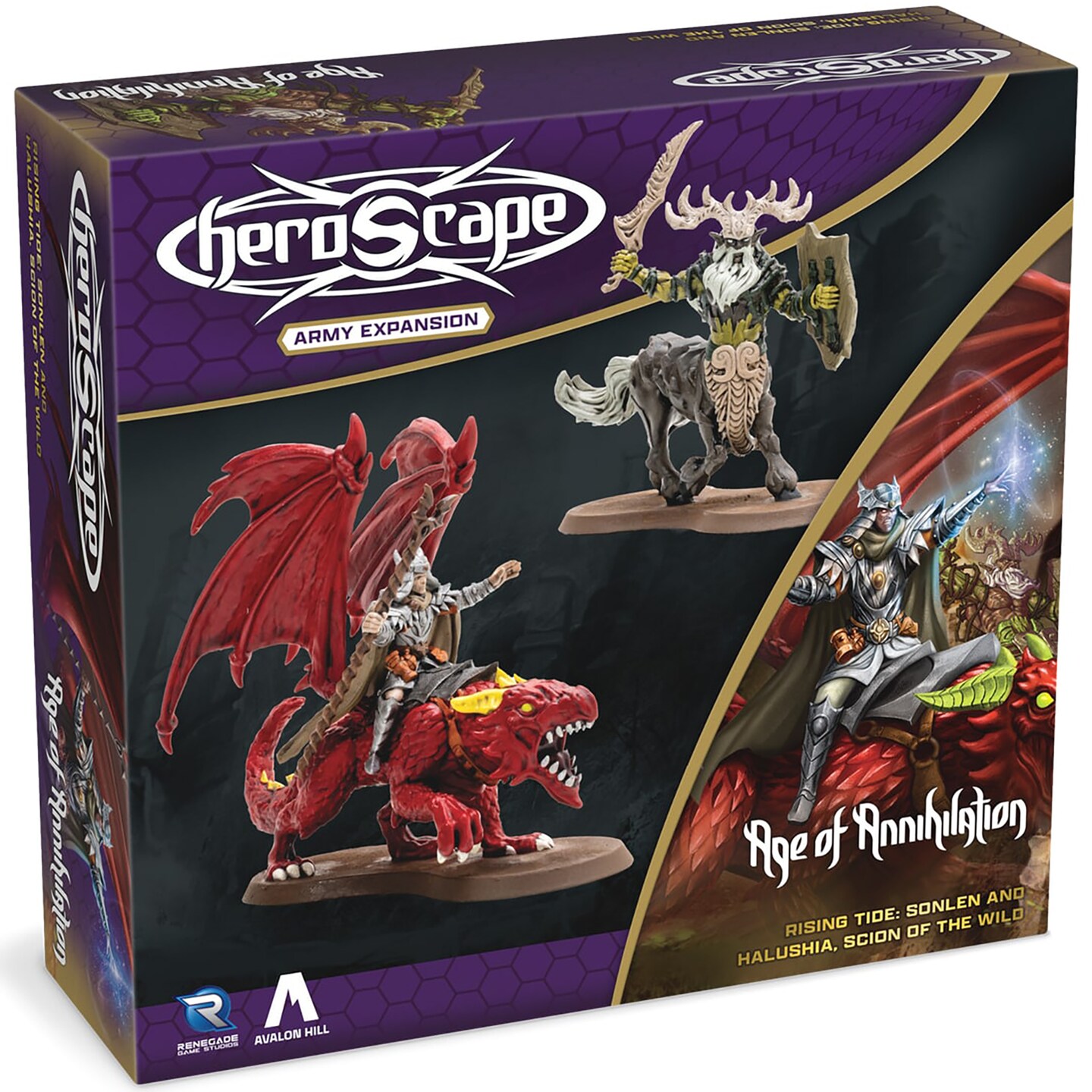 Renegade Games: Heroscape: Rising Tide &#x2013; Sonlen &#x26; Halushia Scion of the Wild Army Expansion - 2 Fully Assembled Unpainted Miniatures &#x26; 2 Army Cards