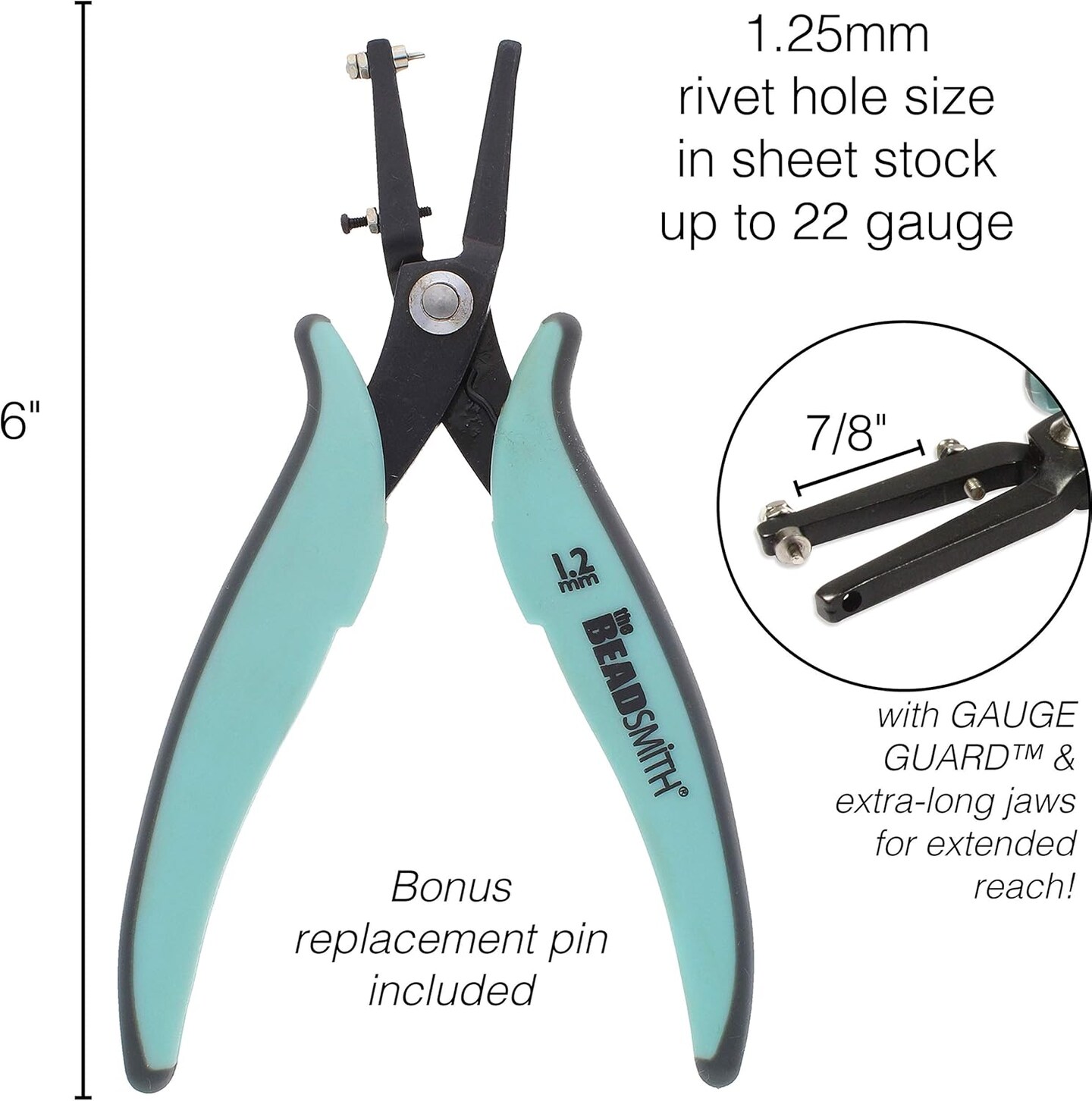 The Beadsmith Punch Plier with Gauge Guard and Extra Pin, 1.25 Millimeters, Metal Hole-Punching Tool