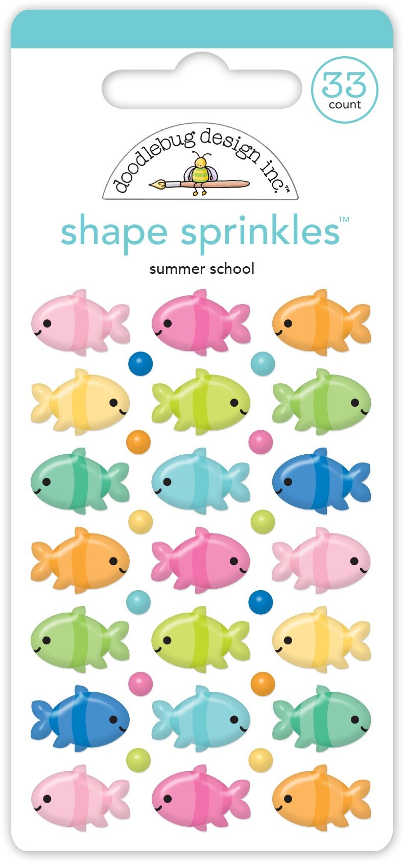 Doodlebug Sprinkles Adhesive Enamel Shapes-Summer School, Summer Fun