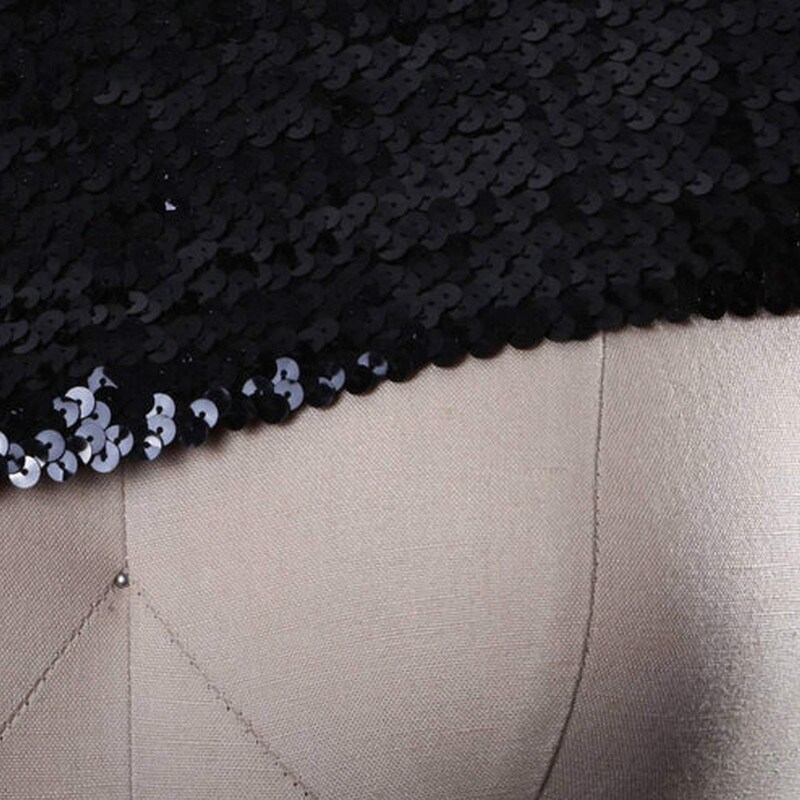 1 Yard 6" Wide Black Stretch Flat Sequin Banded Trim for Bandeaus Making and Costume Making